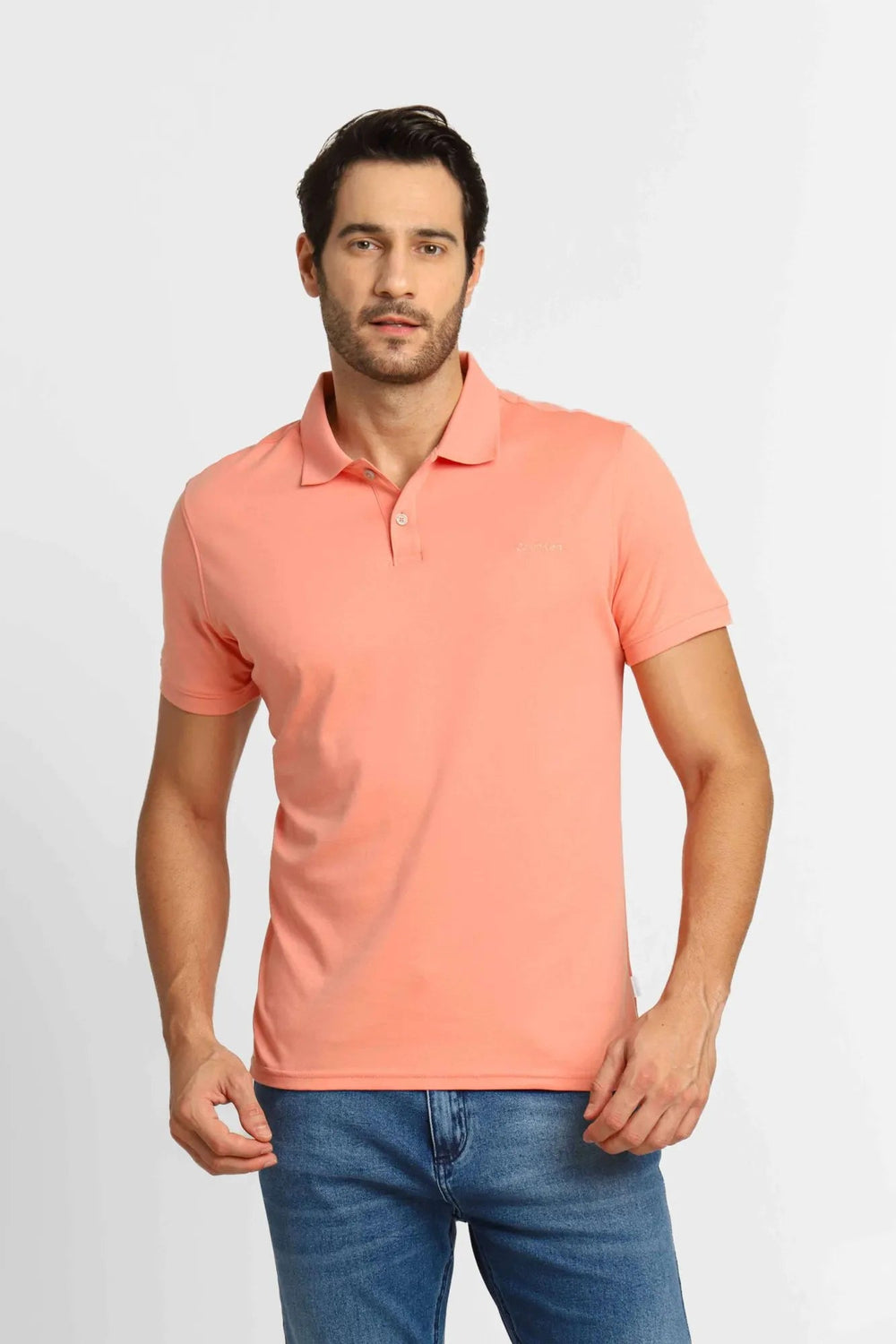 Polo Masculina Calvin Klein Interlock Liquid Touch Rosa - LIVE - Henri Store