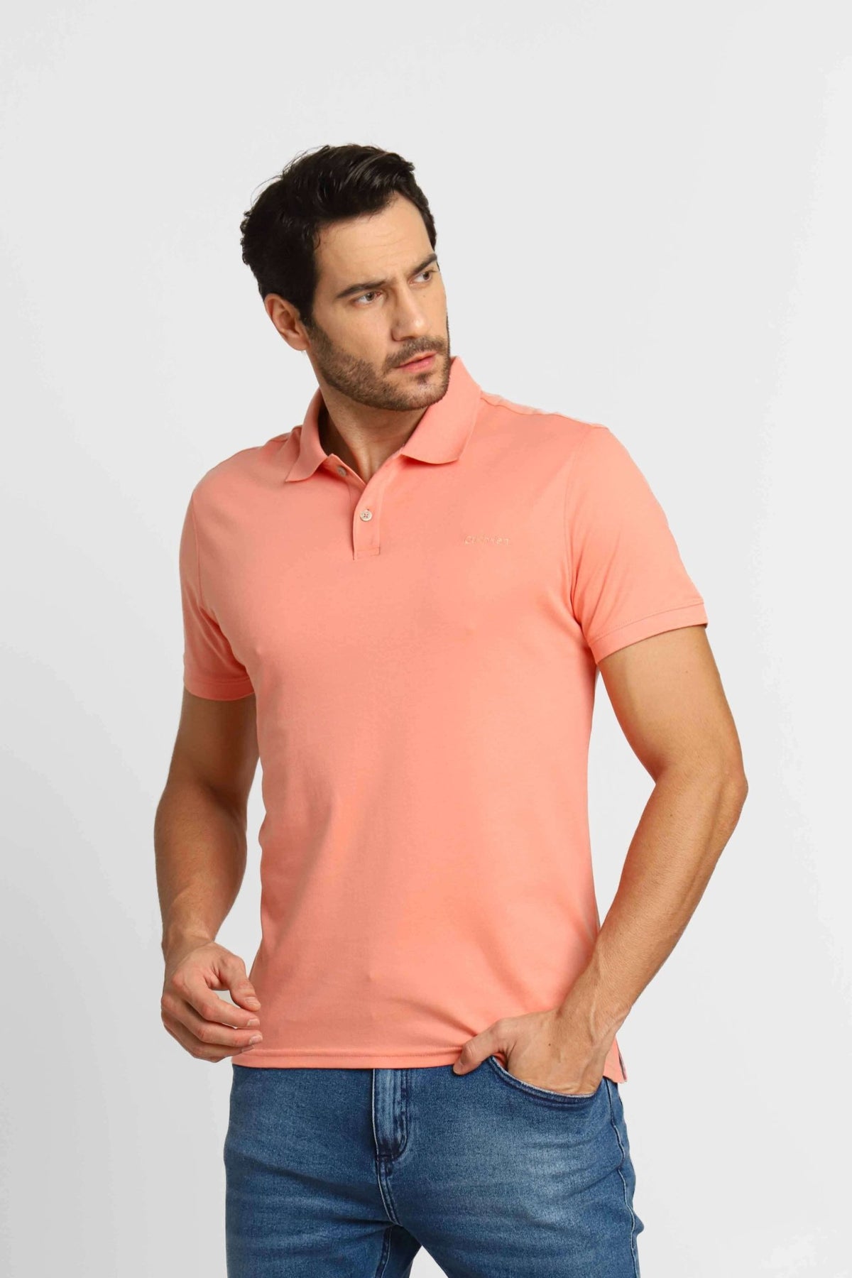Polo Masculina Calvin Klein Interlock Liquid Touch Rosa - LIVE - Henri Store