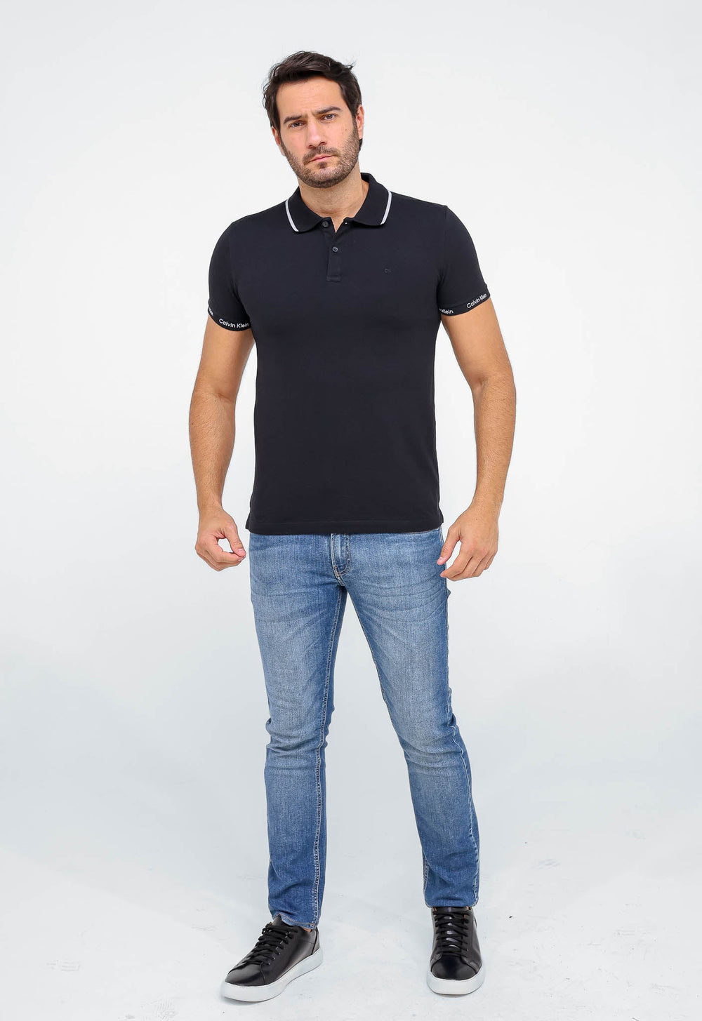 Polo Masculina Calvin Klein Logo Retilínea Preta - Henri Store