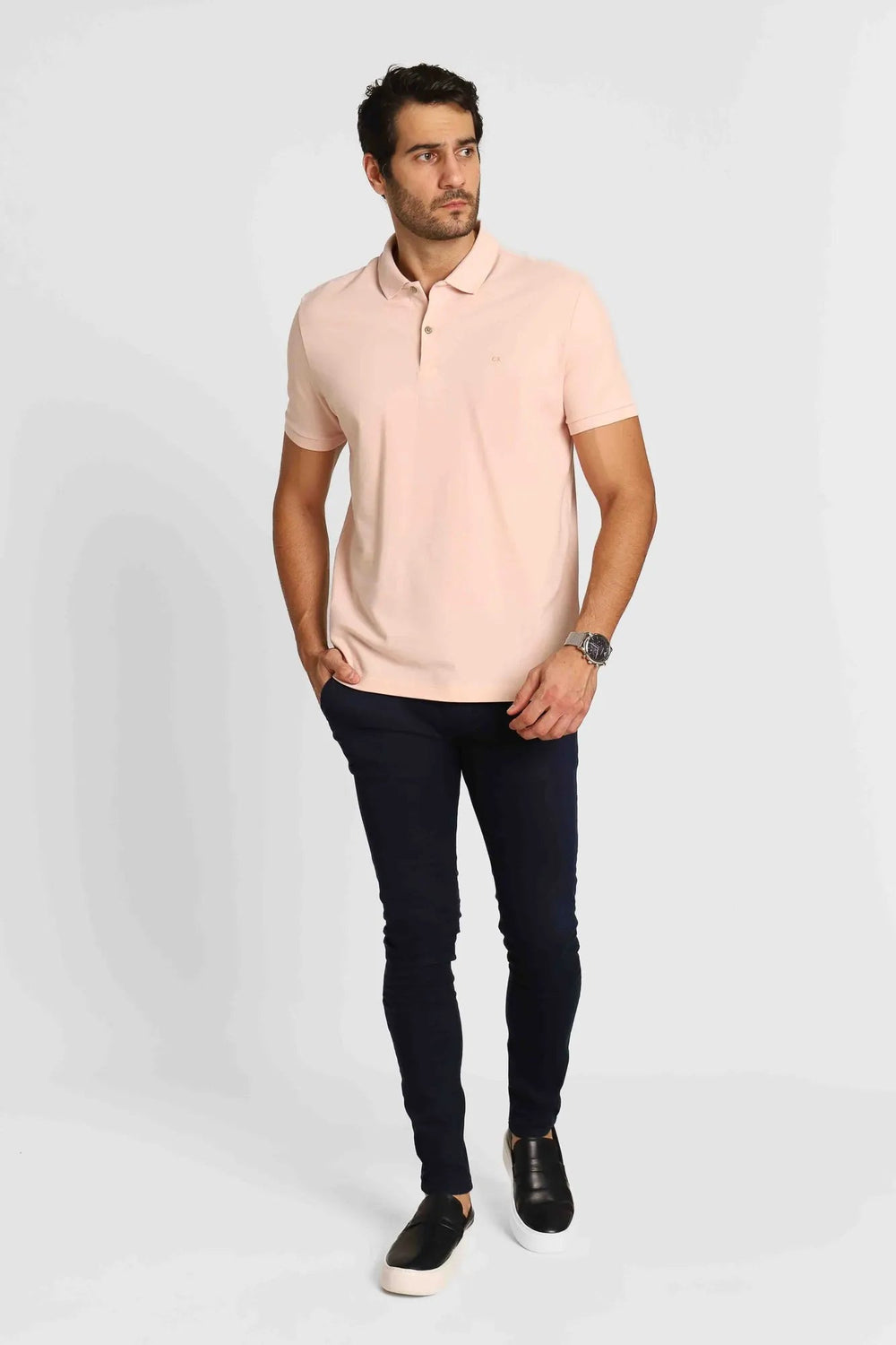 Polo Masculina Calvin Klein Regular Fit Basica Rosa Claro - Henri Store