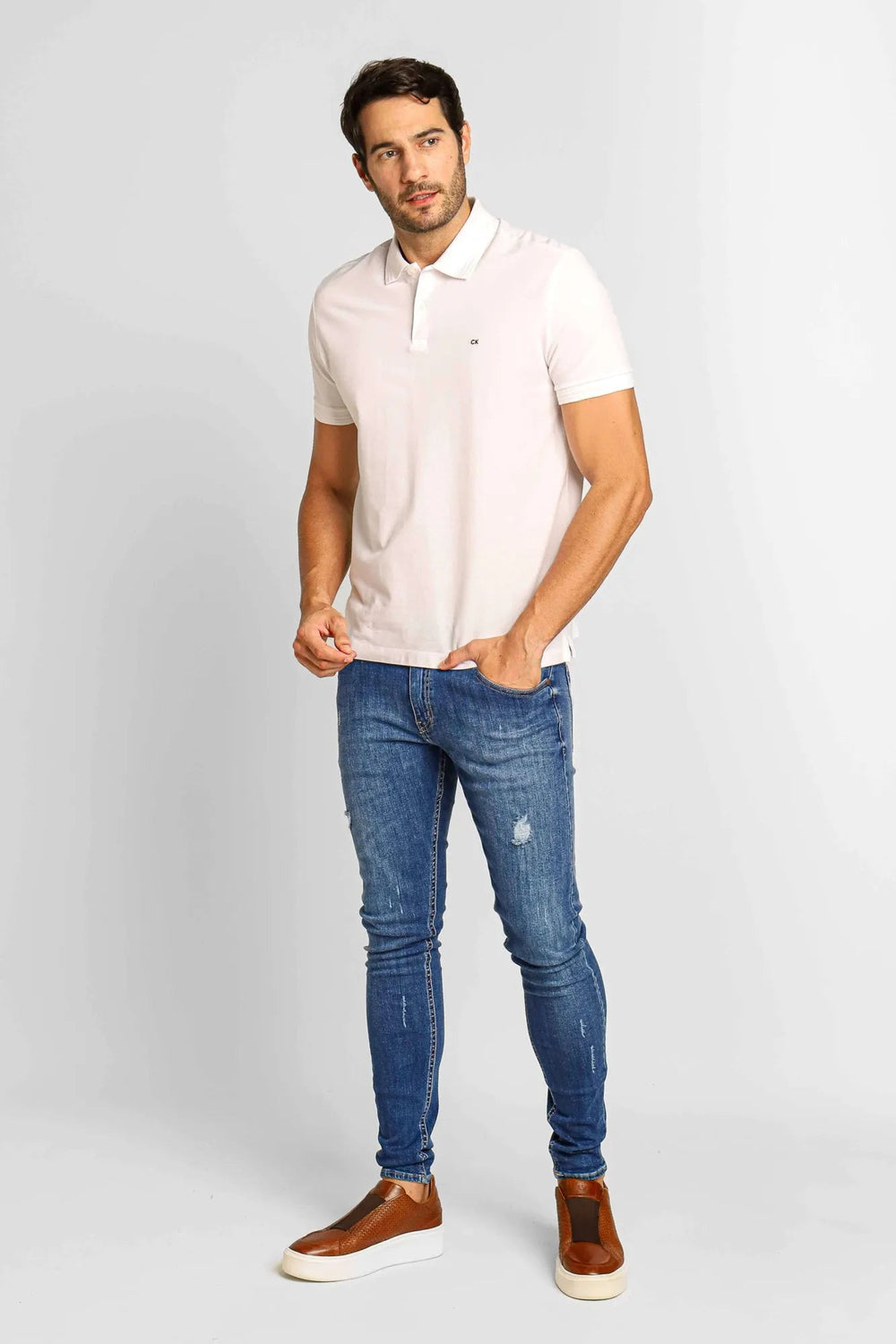 Polo Masculina Calvin Klein Regular Fit Sustainable Branco - Henri Store