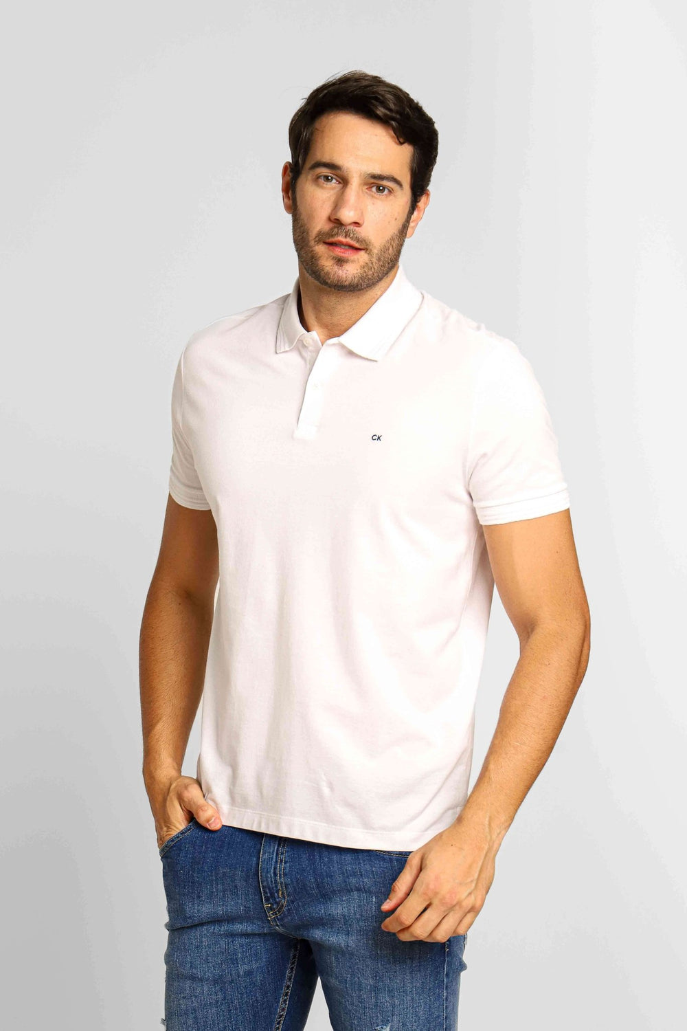 Polo Masculina Calvin Klein Regular Fit Sustainable Branco - Henri Store