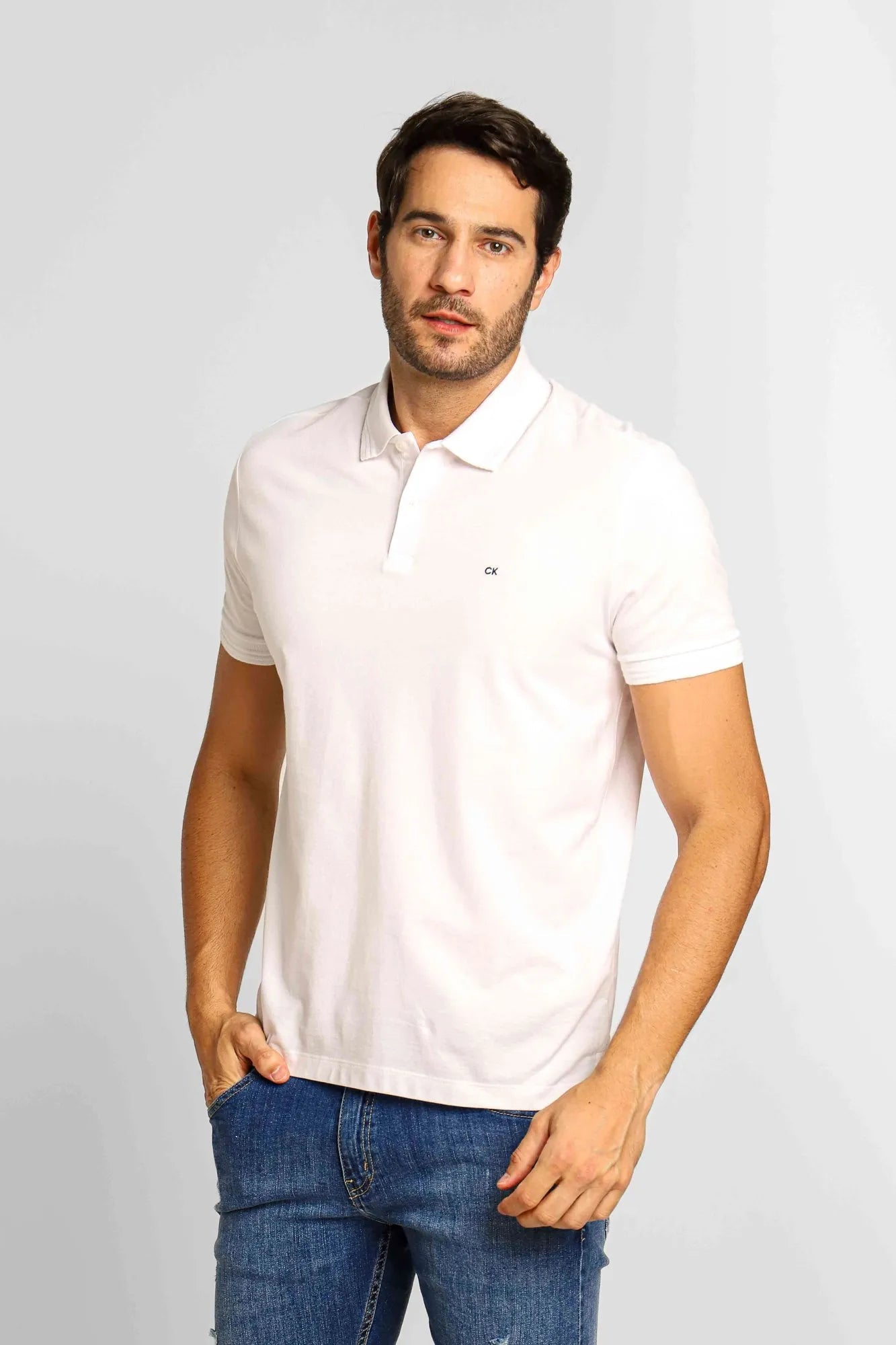 Polo Masculina Calvin Klein Regular Fit Sustainable Branco - Henri Store