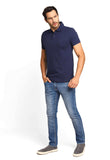 Polo Masculina Calvin Klein Slim Fit Básica Relevo Azul Marinho Friso - Henri Store