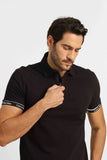 Polo Masculina Calvin Klein Slim Fit c/ Zíper Logo Punho Preto - Henri Store