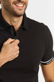 Polo Masculina Calvin Klein Slim Fit c/ Zíper Logo Punho Preto - Henri Store