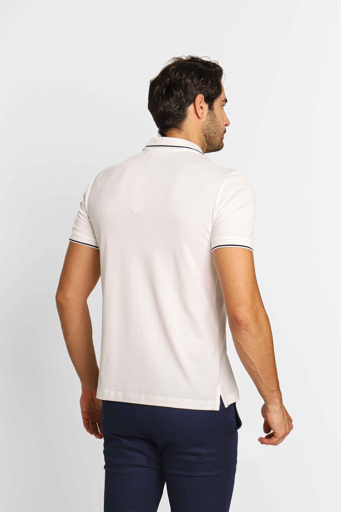 Polo Masculina Calvin Klein Slim Fit com Friso Branco - Henri Store