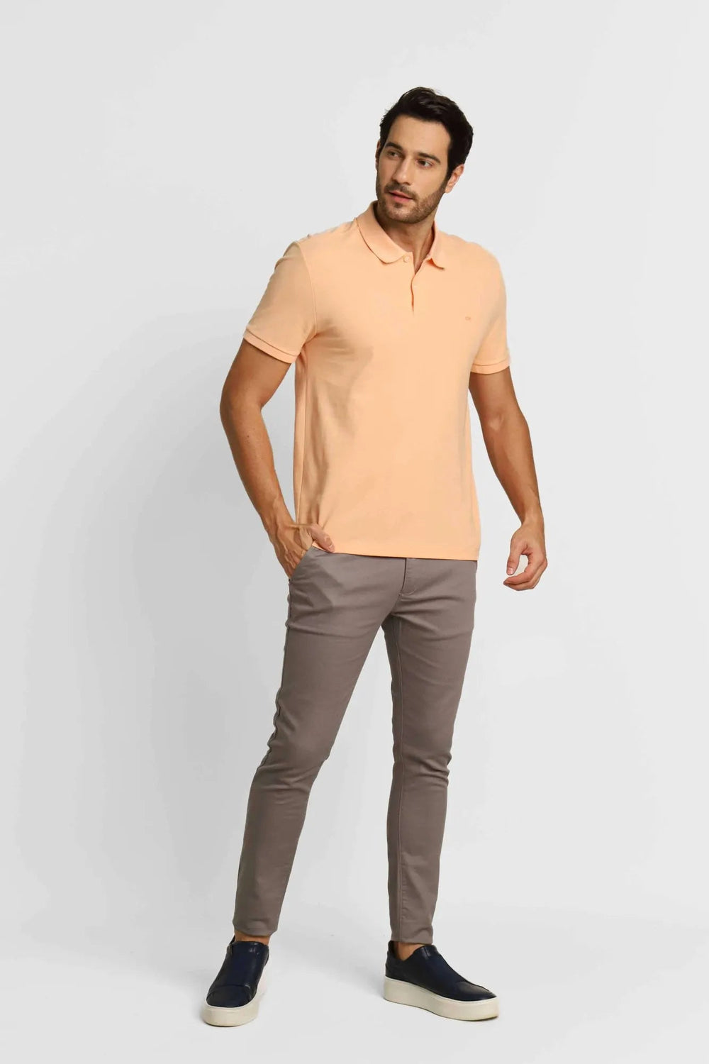 Polo Masculina Calvin Klein Slim Fit Laranja Claro - Henri Store