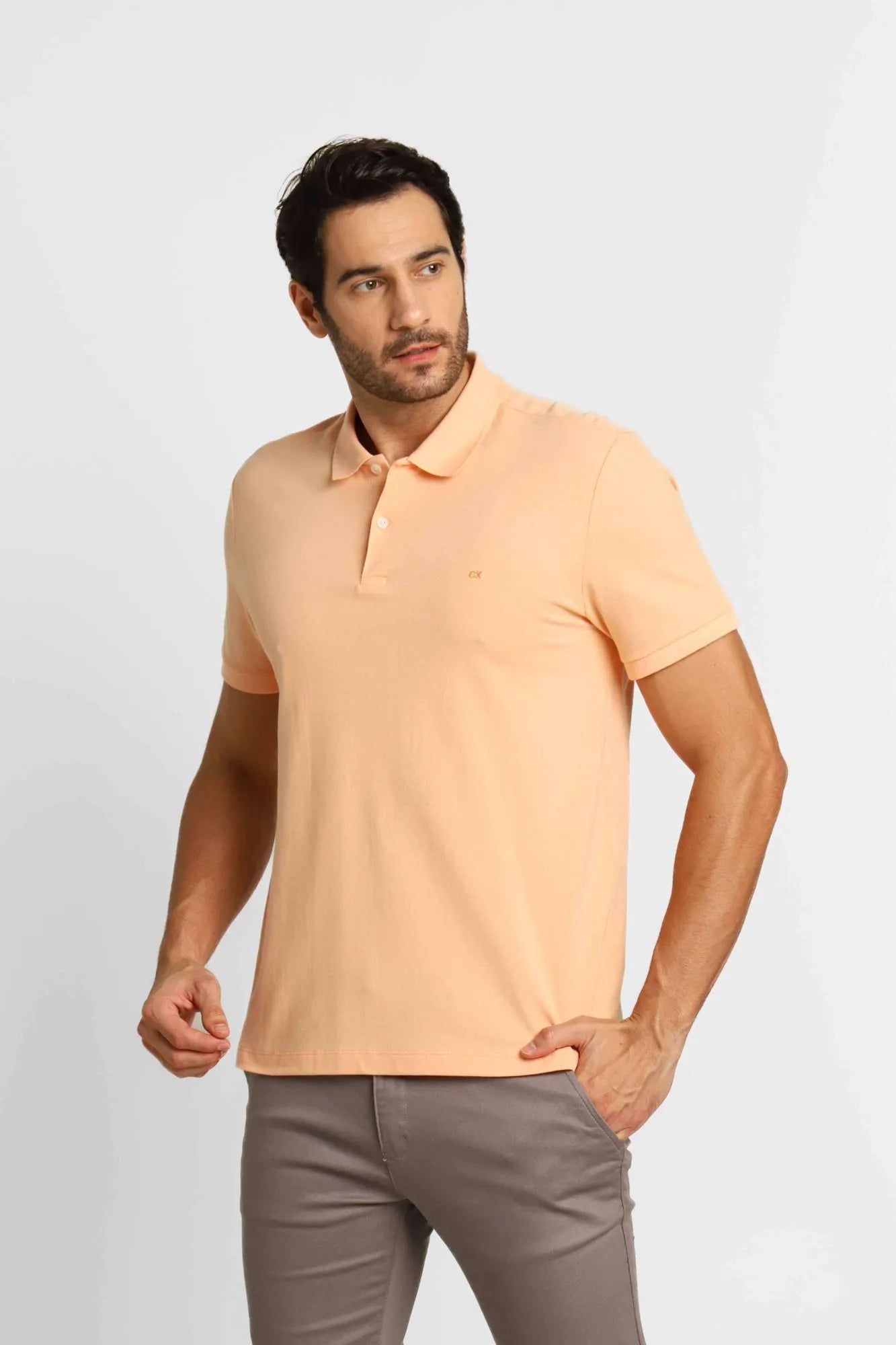Polo Masculina Calvin Klein Slim Fit Laranja Claro - Henri Store