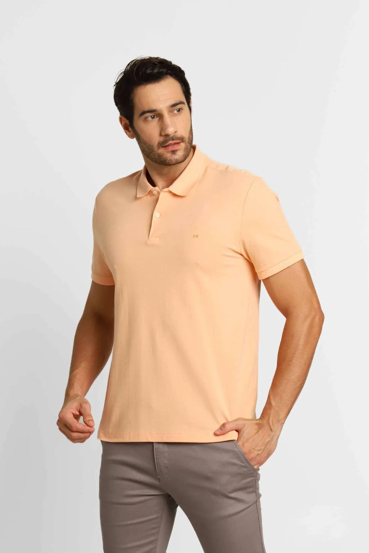 Polo Masculina Calvin Klein Slim Fit Laranja Claro - Henri Store