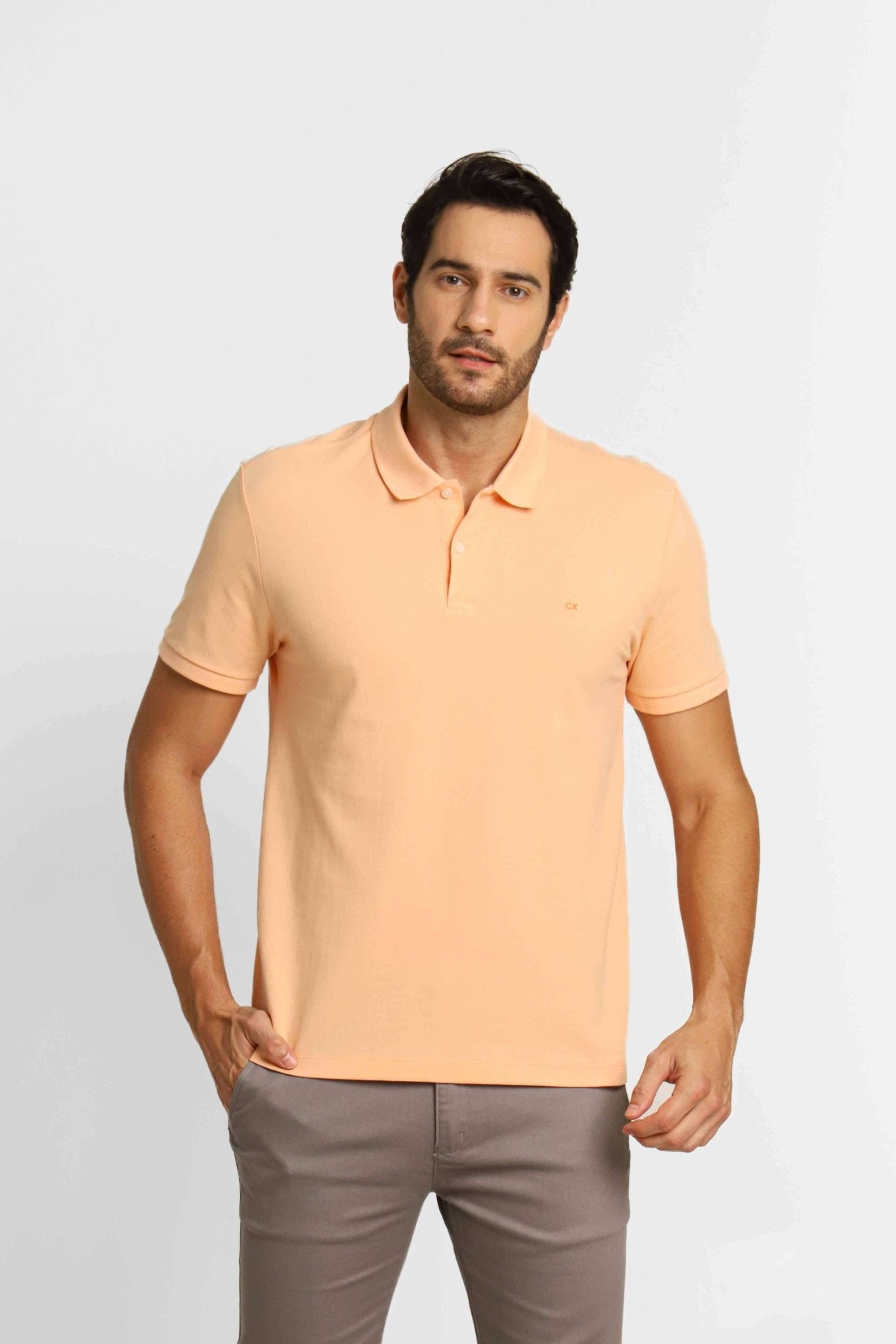 Polo Masculina Calvin Klein Slim Fit Laranja Claro - Henri Store