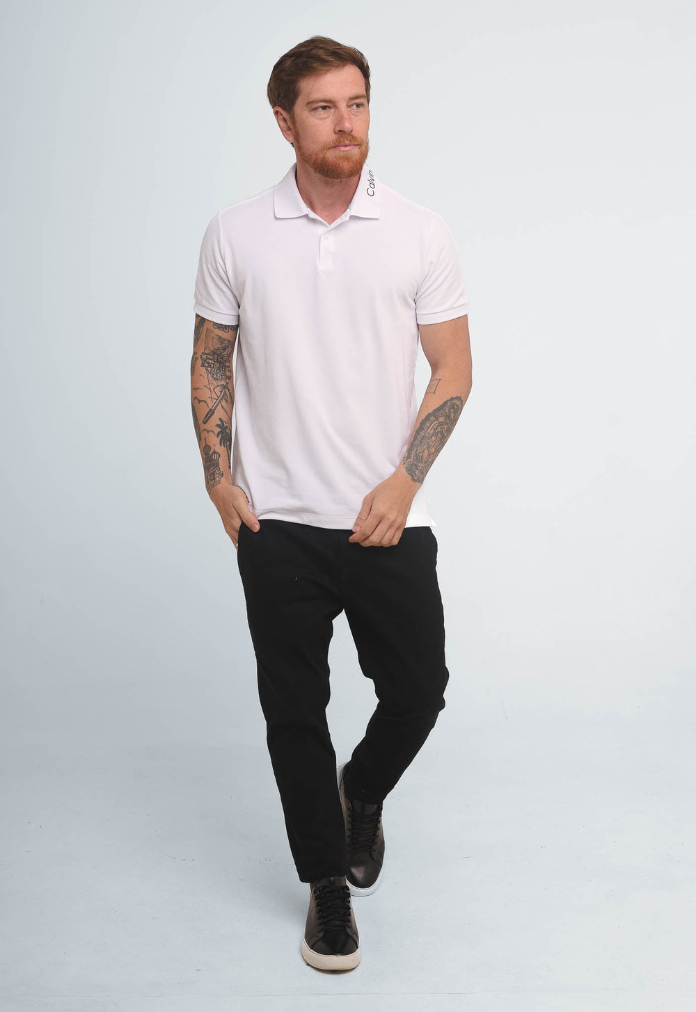 Polo Masculina Calvin Klein Slim Fit Logo Gola - Henri Store