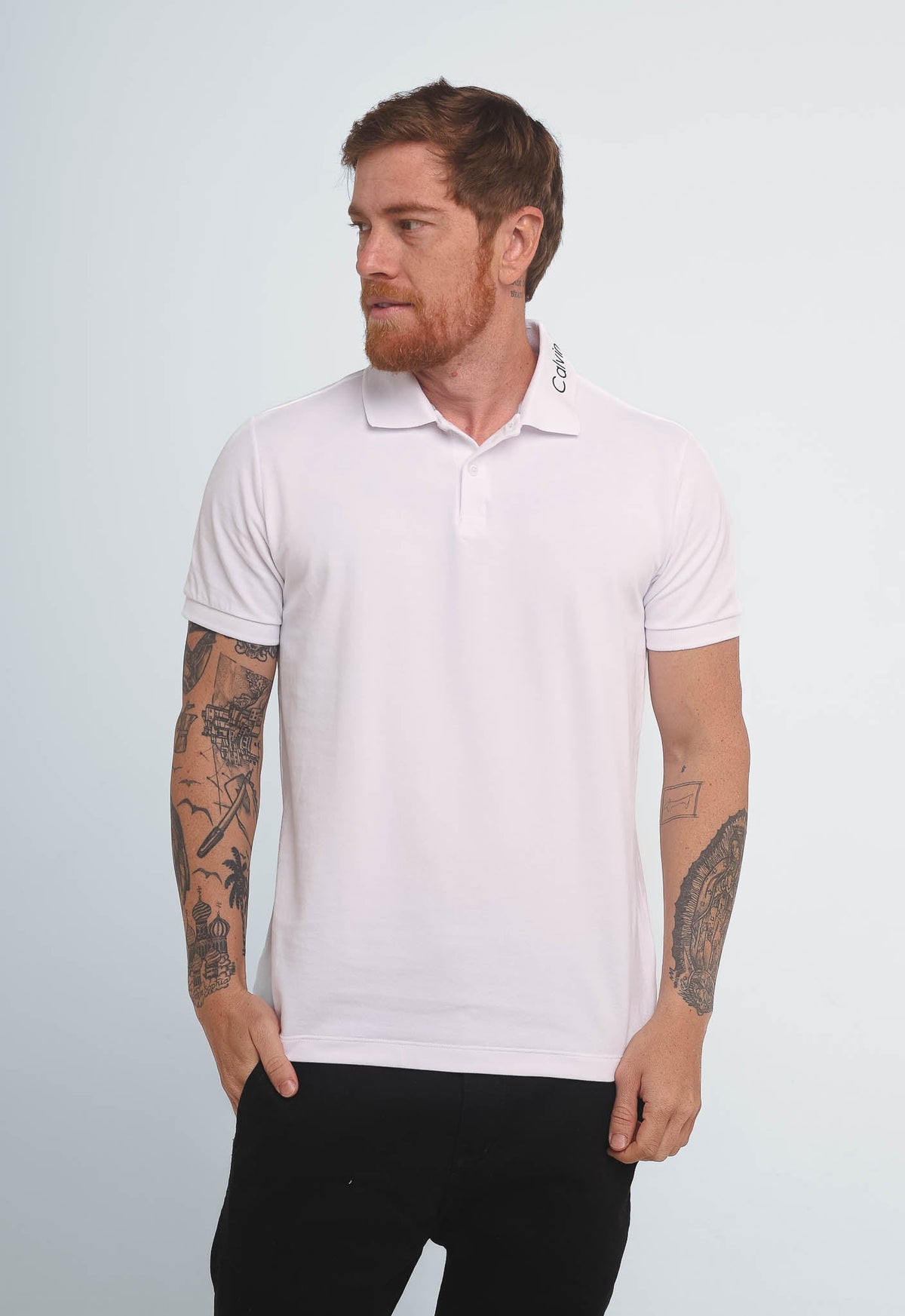 Polo Masculina Calvin Klein Slim Fit Logo Gola - Henri Store