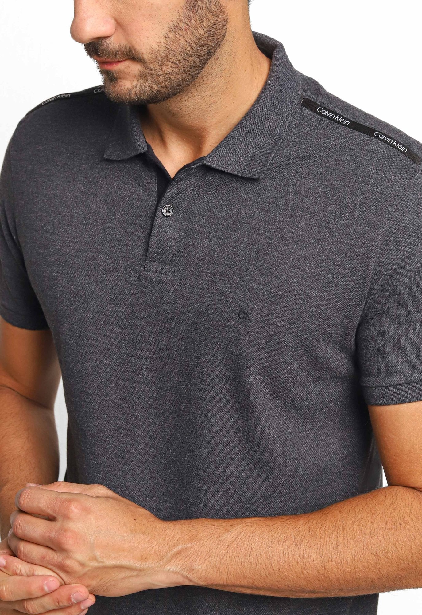 Polo Masculina Calvin Klein Slim Fit Logo Ombro - Henri Store
