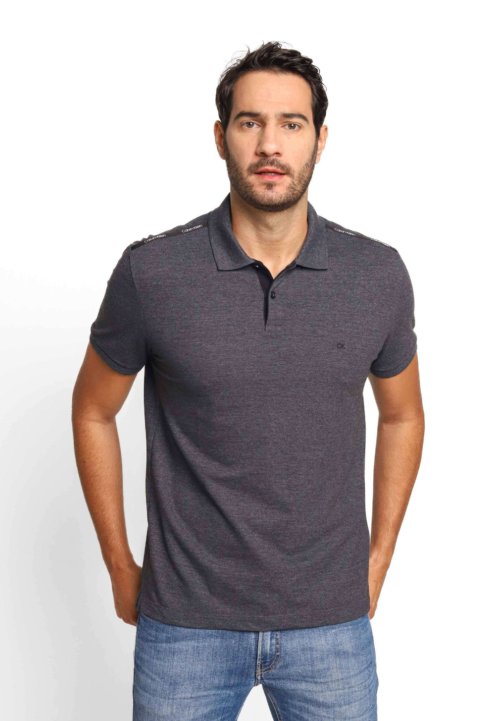 Polo Masculina Calvin Klein Slim Fit Logo Ombro - Henri Store