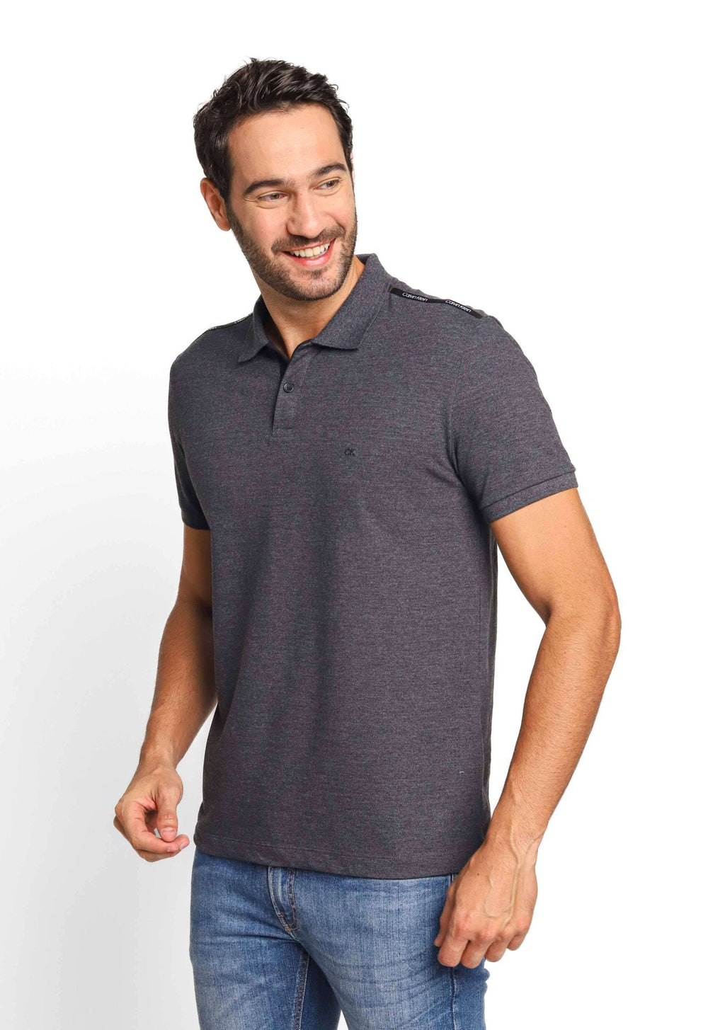 Polo Masculina Calvin Klein Slim Fit Logo Ombro - Henri Store
