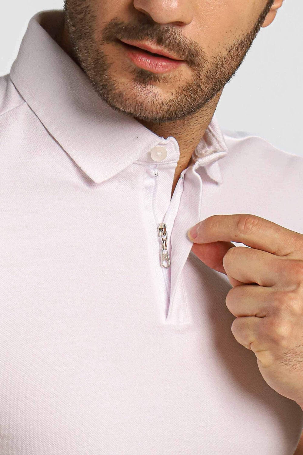 Polo Masculina Calvin Klein Slim Fit Logo Punho C/ Ziper Branco - Henri Store