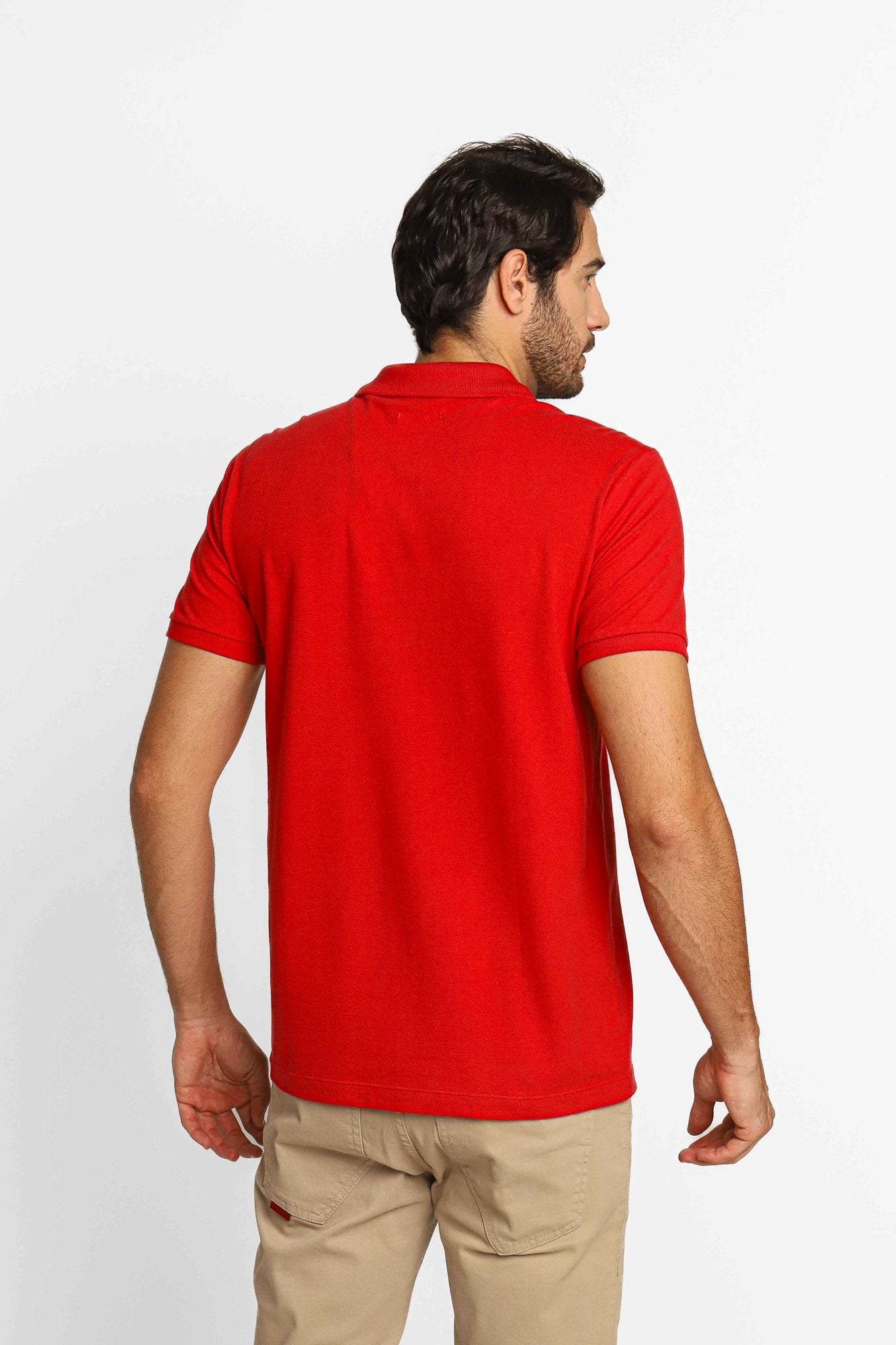 Polo Masculina Calvin Klein Slim Fit Logo Termocolante Vermelho - Henri Store