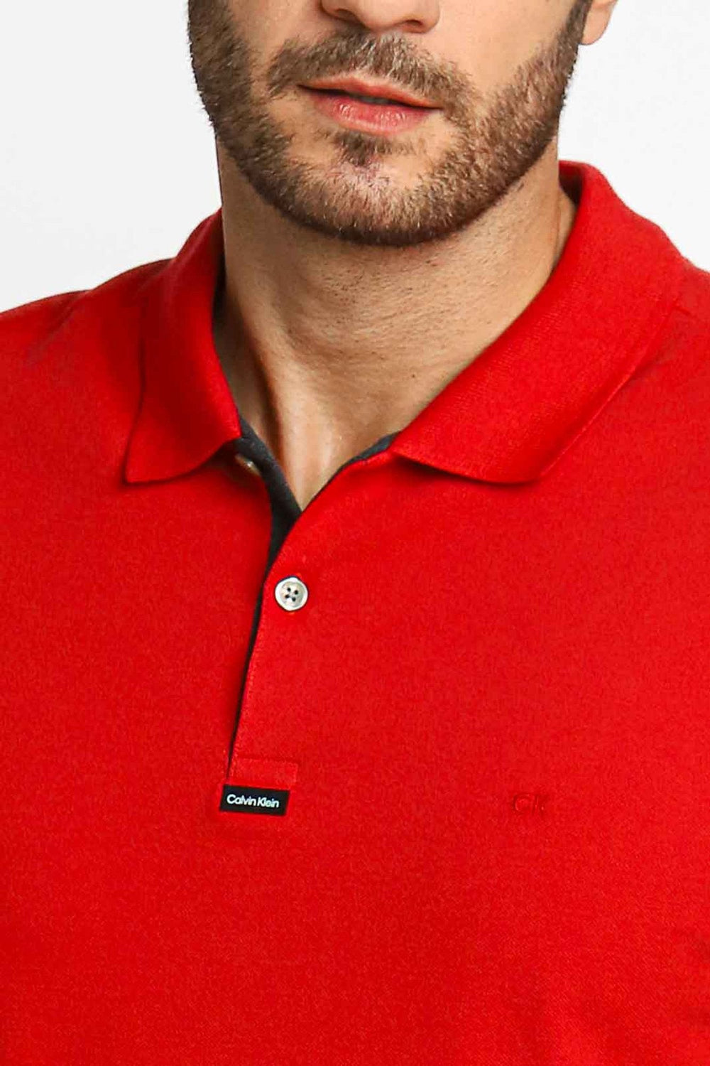 Polo Masculina Calvin Klein Slim Fit Logo Termocolante Vermelho - Henri Store