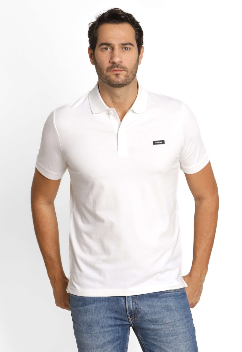 Polo Masculina Calvin Klein Slim Fit Piquet Branca - Henri Store