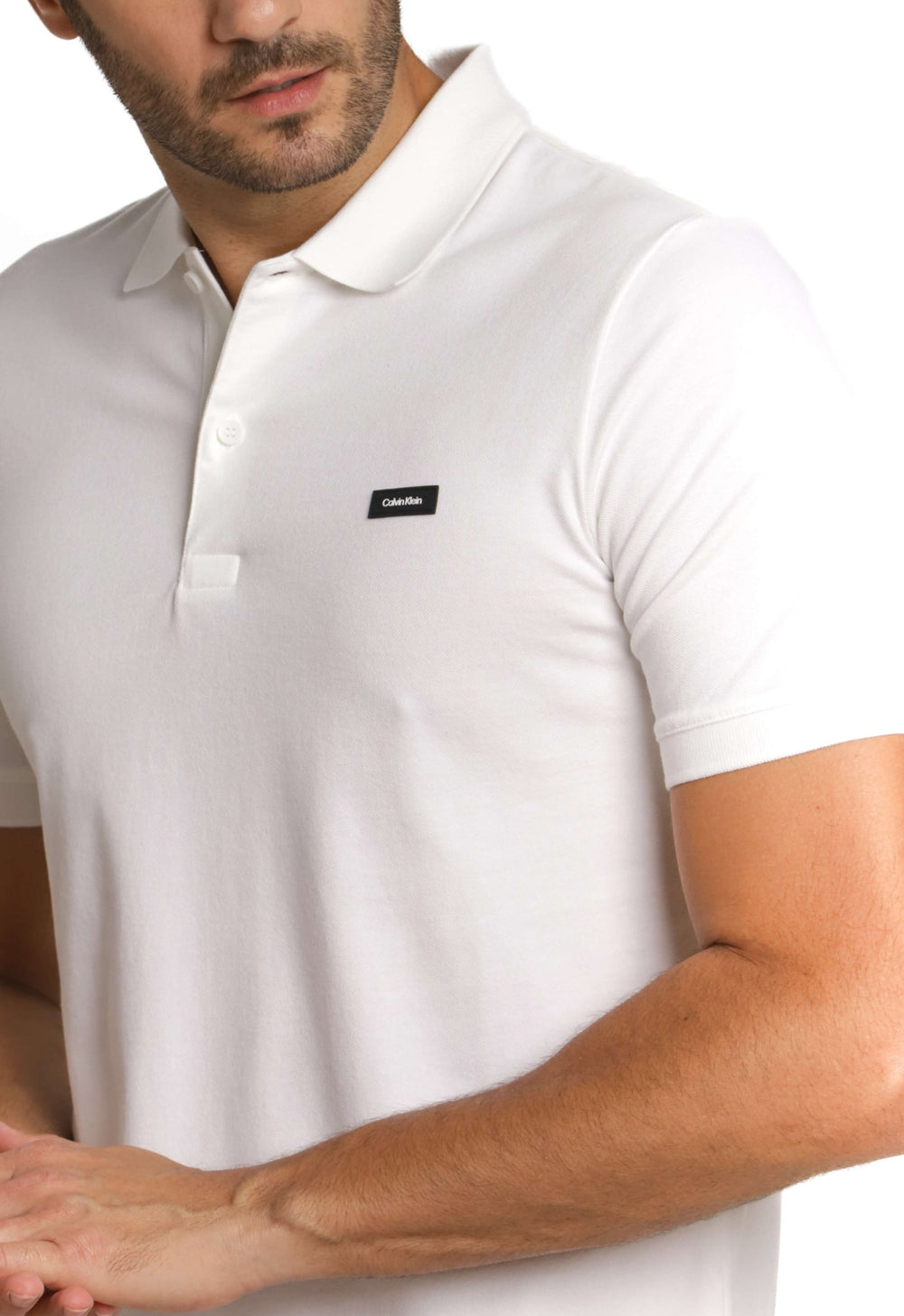 Polo Masculina Calvin Klein Slim Fit Piquet Branca - Henri Store