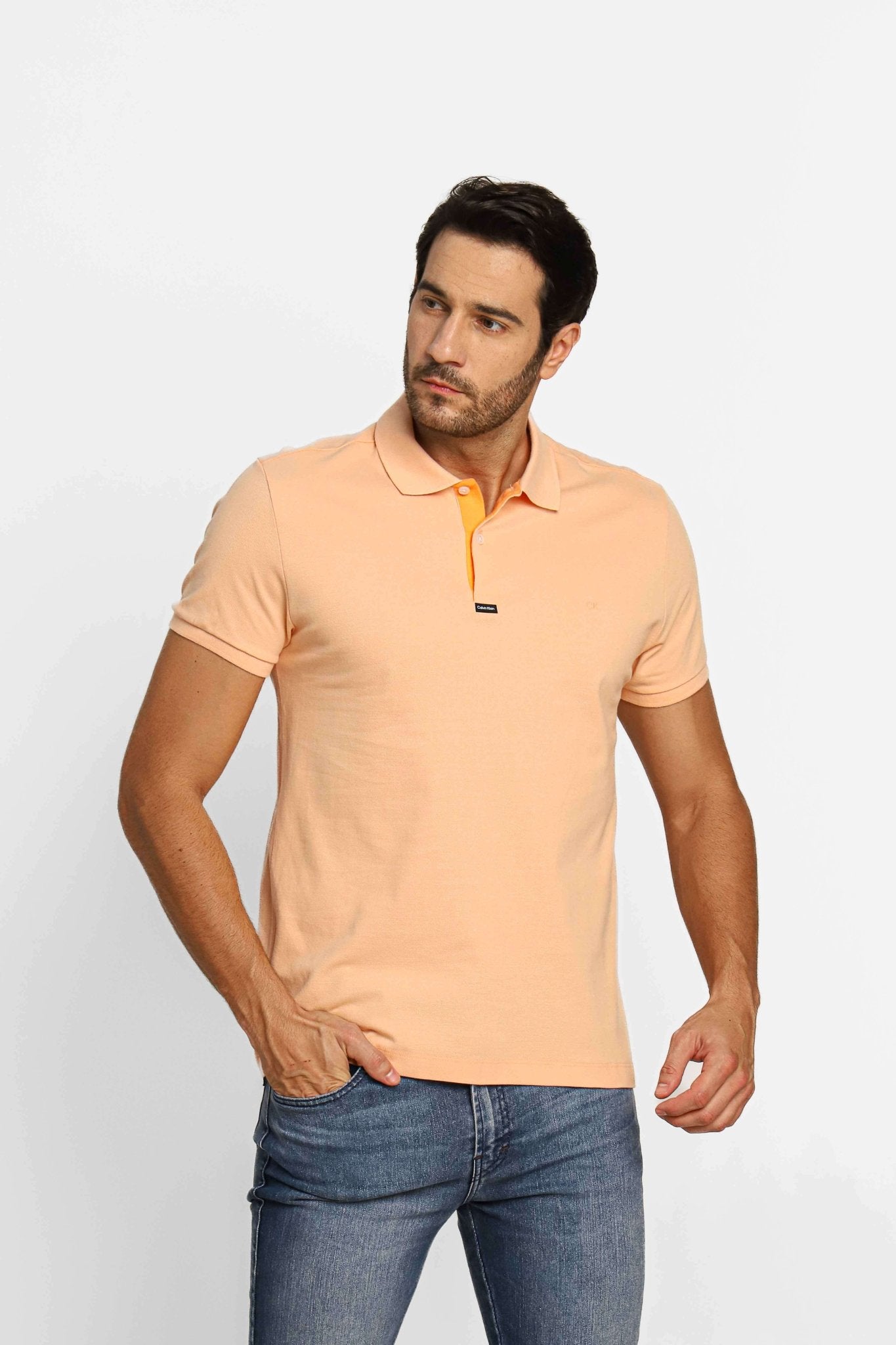 Polo Masculina Calvin Klein Slim Fit Termocolante Laranja Claro - Henri Store
