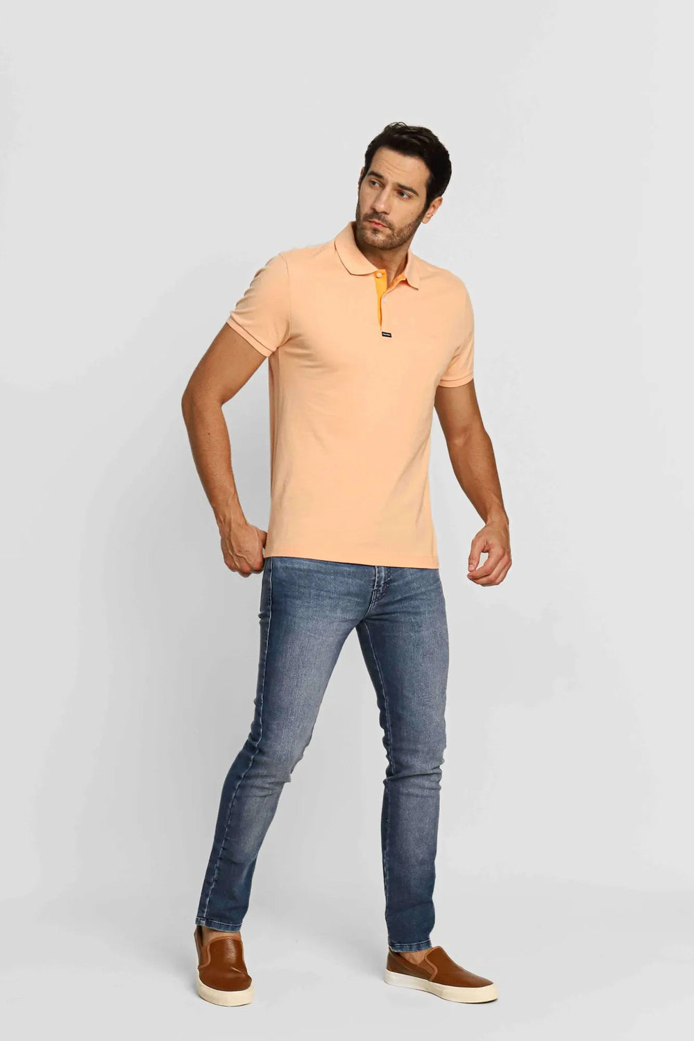 Polo Masculina Calvin Klein Slim Fit Termocolante Laranja Claro - Henri Store