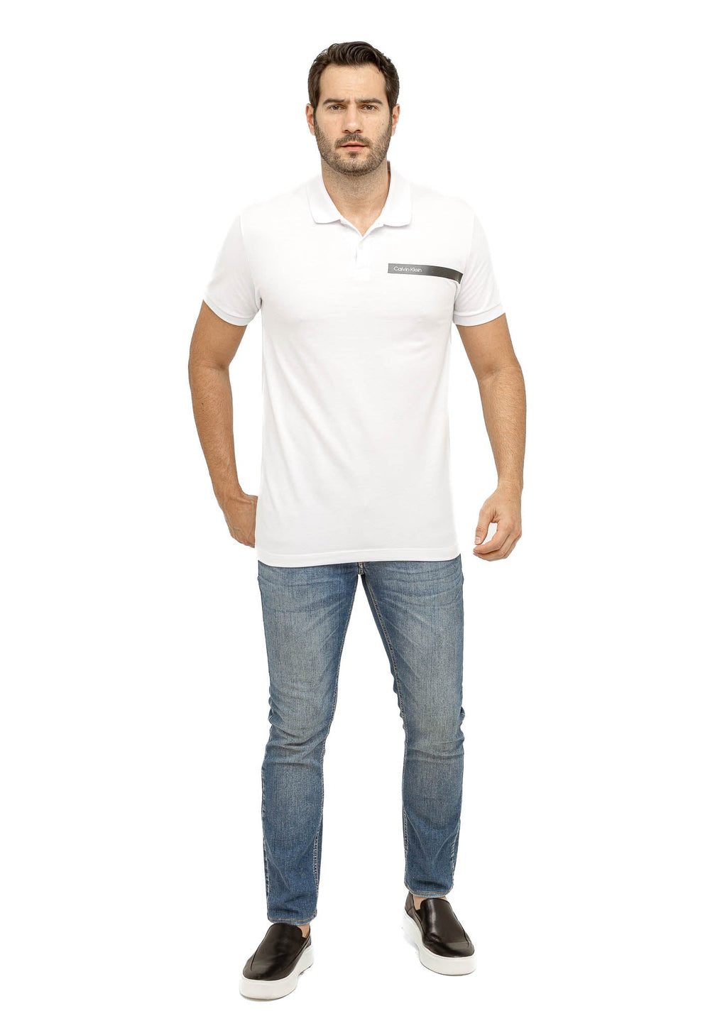 Polo Masculina Calvin Klein Slim Logo Peito - Henri Store