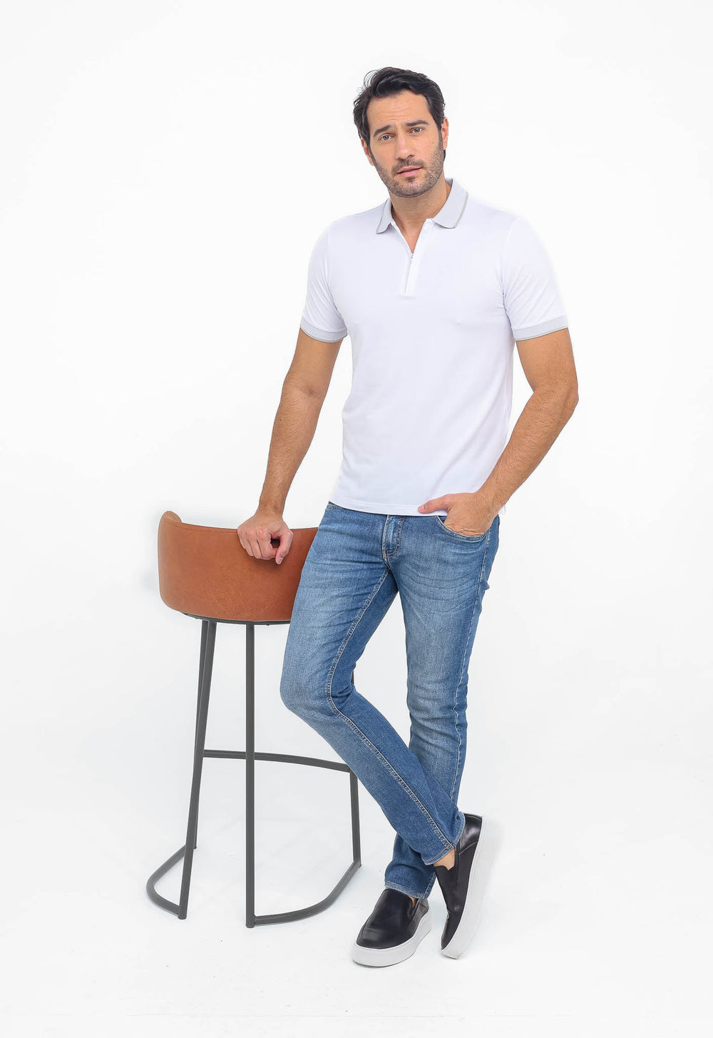 Polo Masculina Dom Henrico em Pima com Zíper - Henri Store