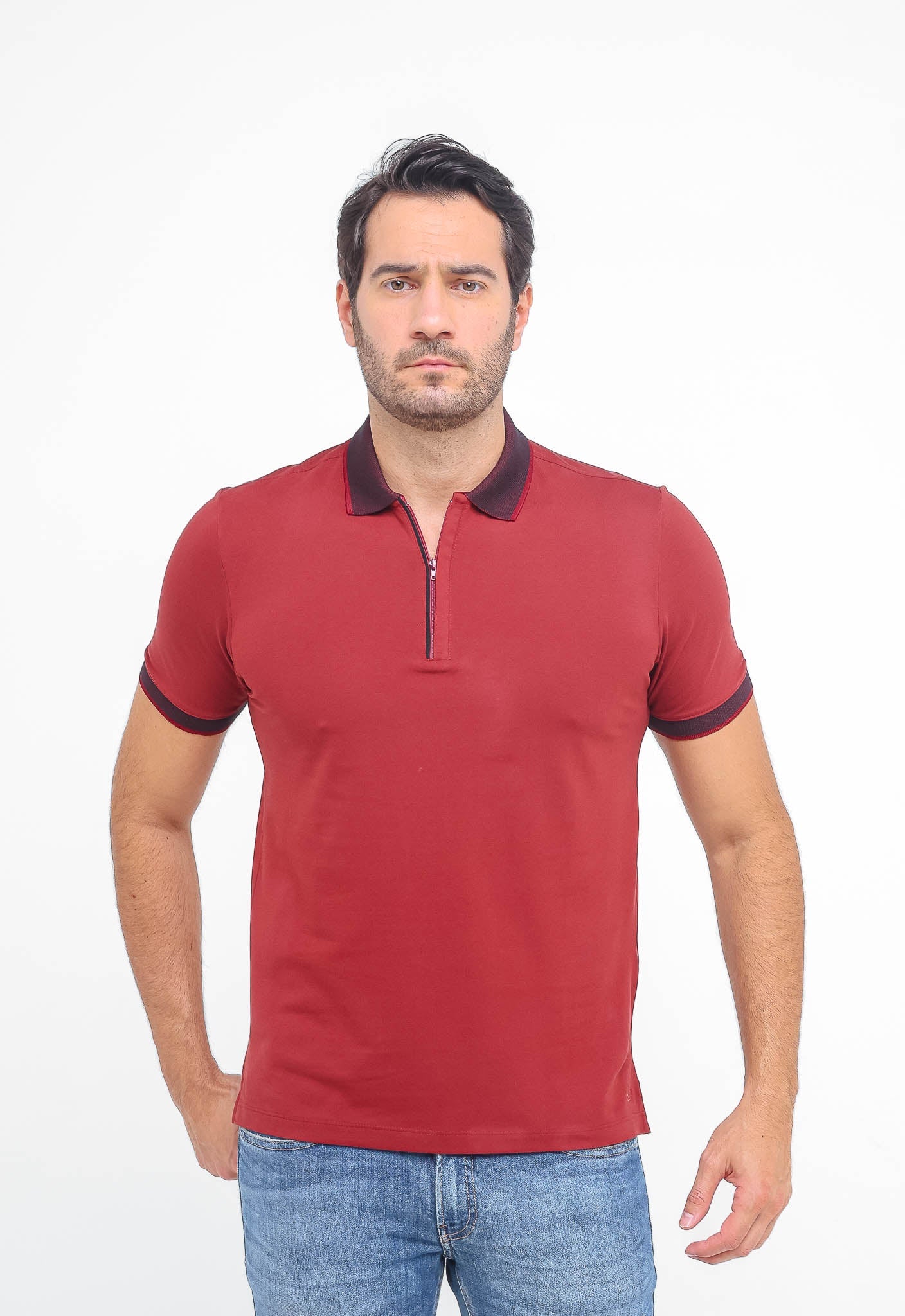 Polo Masculina Dom Henrico em Pima com Zíper - Henri Store