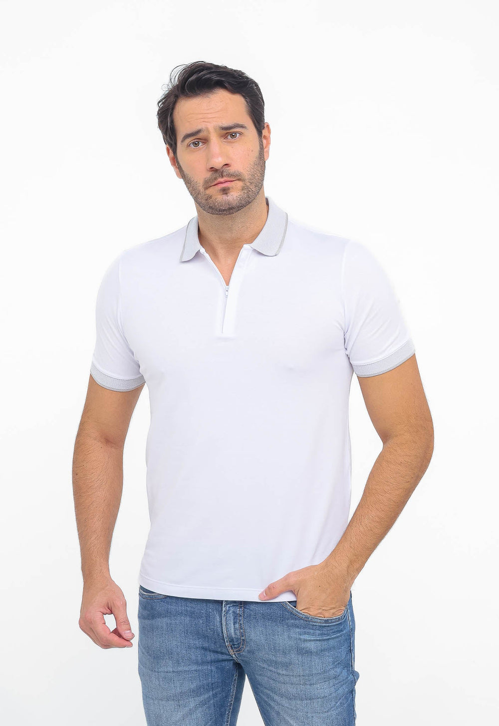 Polo Masculina Dom Henrico em Pima com Zíper - Henri Store