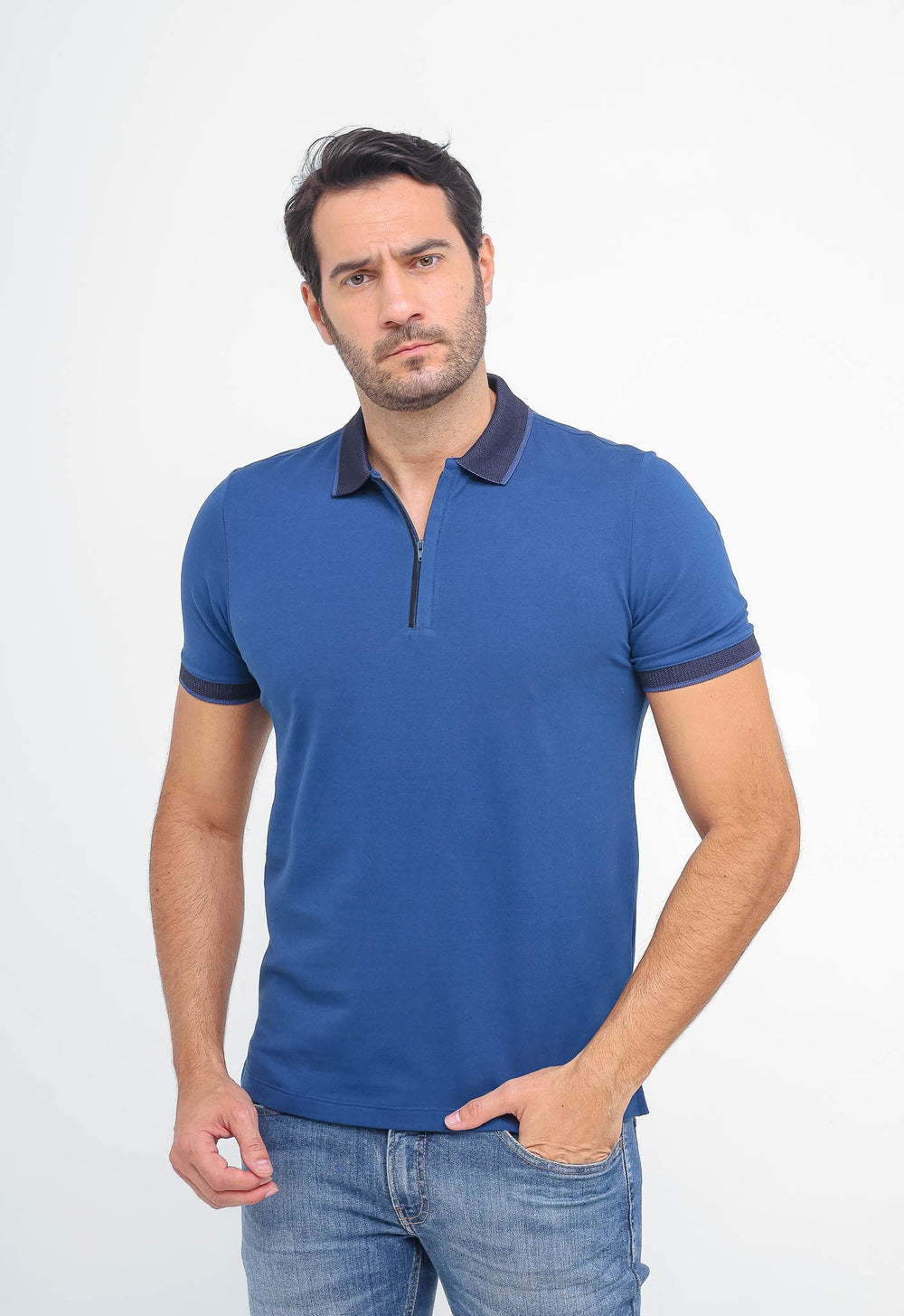 Polo Masculina Dom Henrico em Pima com Zíper - Henri Store