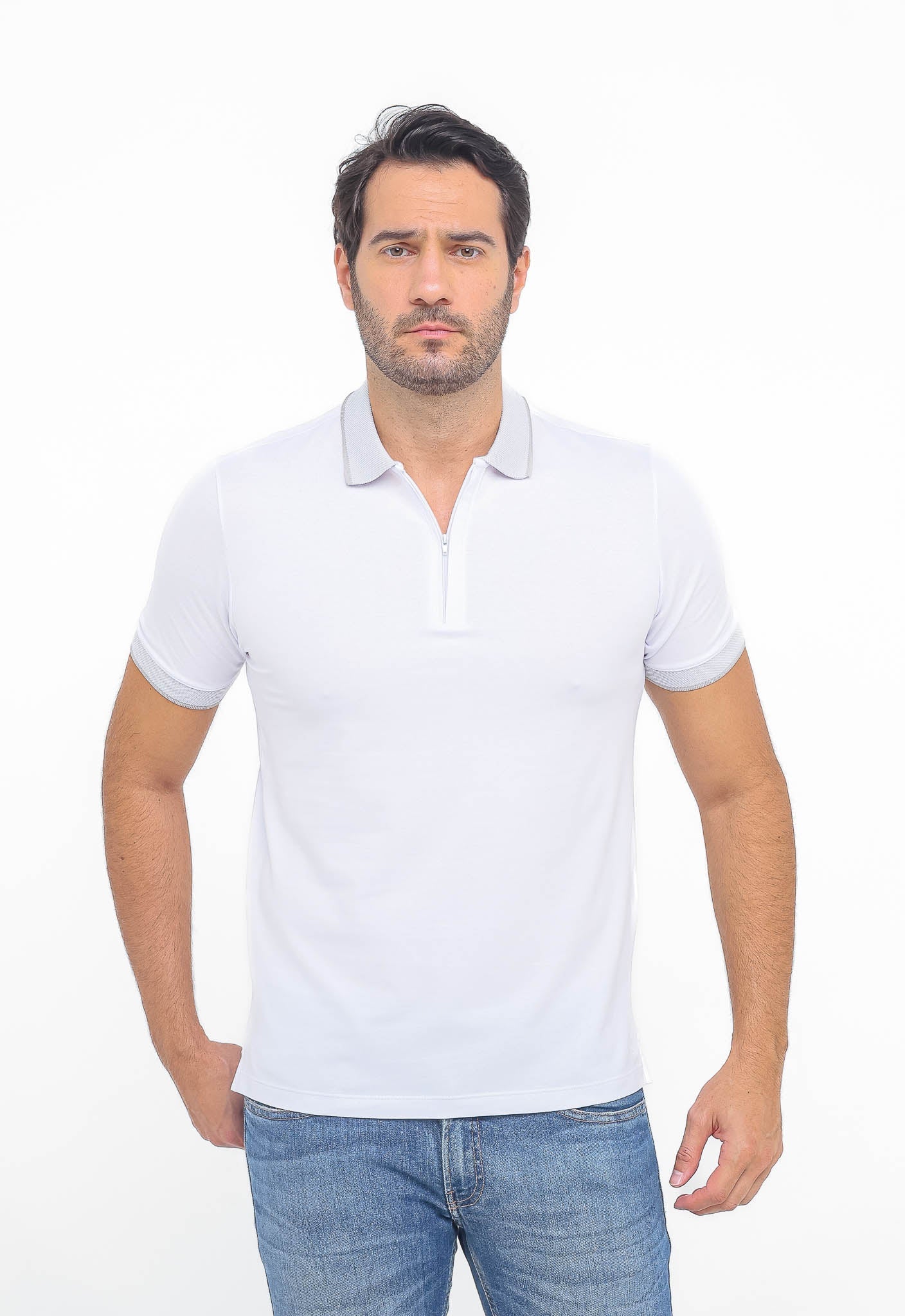 Polo Masculina Dom Henrico em Pima com Zíper - Henri Store