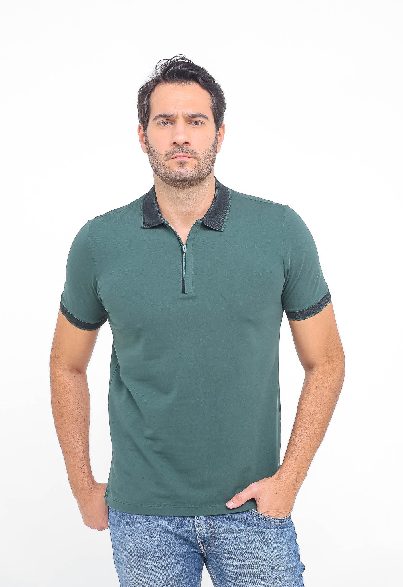 Polo Masculina Dom Henrico em Pima com Zíper - Henri Store