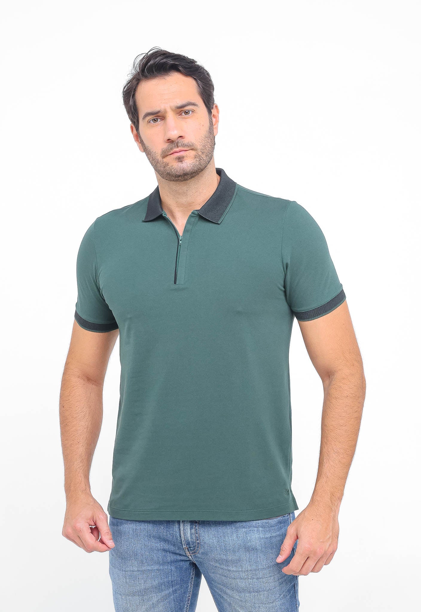 Polo Masculina Dom Henrico em Pima com Zíper - Henri Store