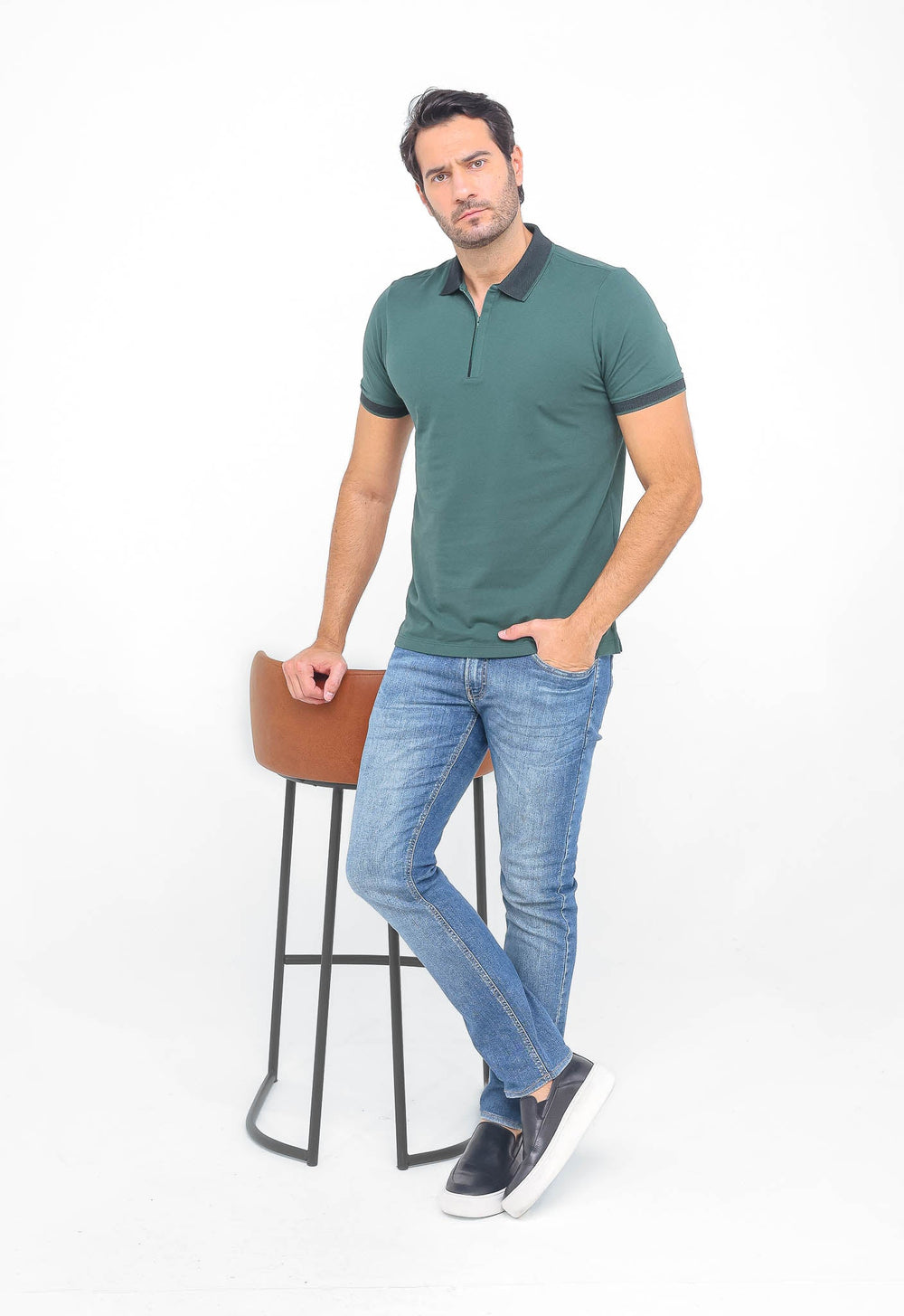 Polo Masculina Dom Henrico em Pima com Zíper - Henri Store