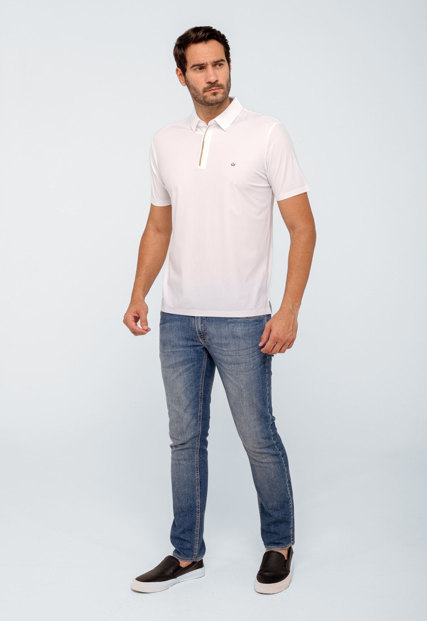 Polo Masculina Dom Henrico Poliamida Friso Central - Henri Store