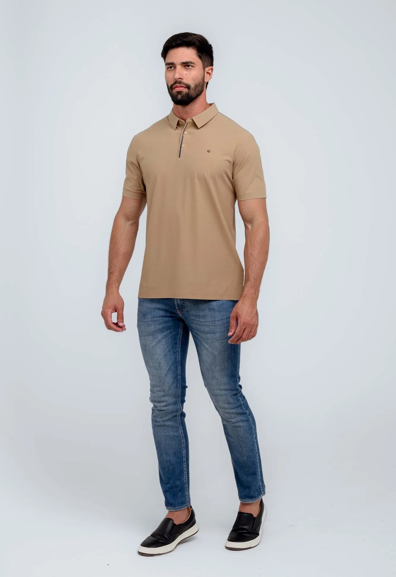 Polo Masculina Dom Henrico Poliamida Friso Central - Henri Store