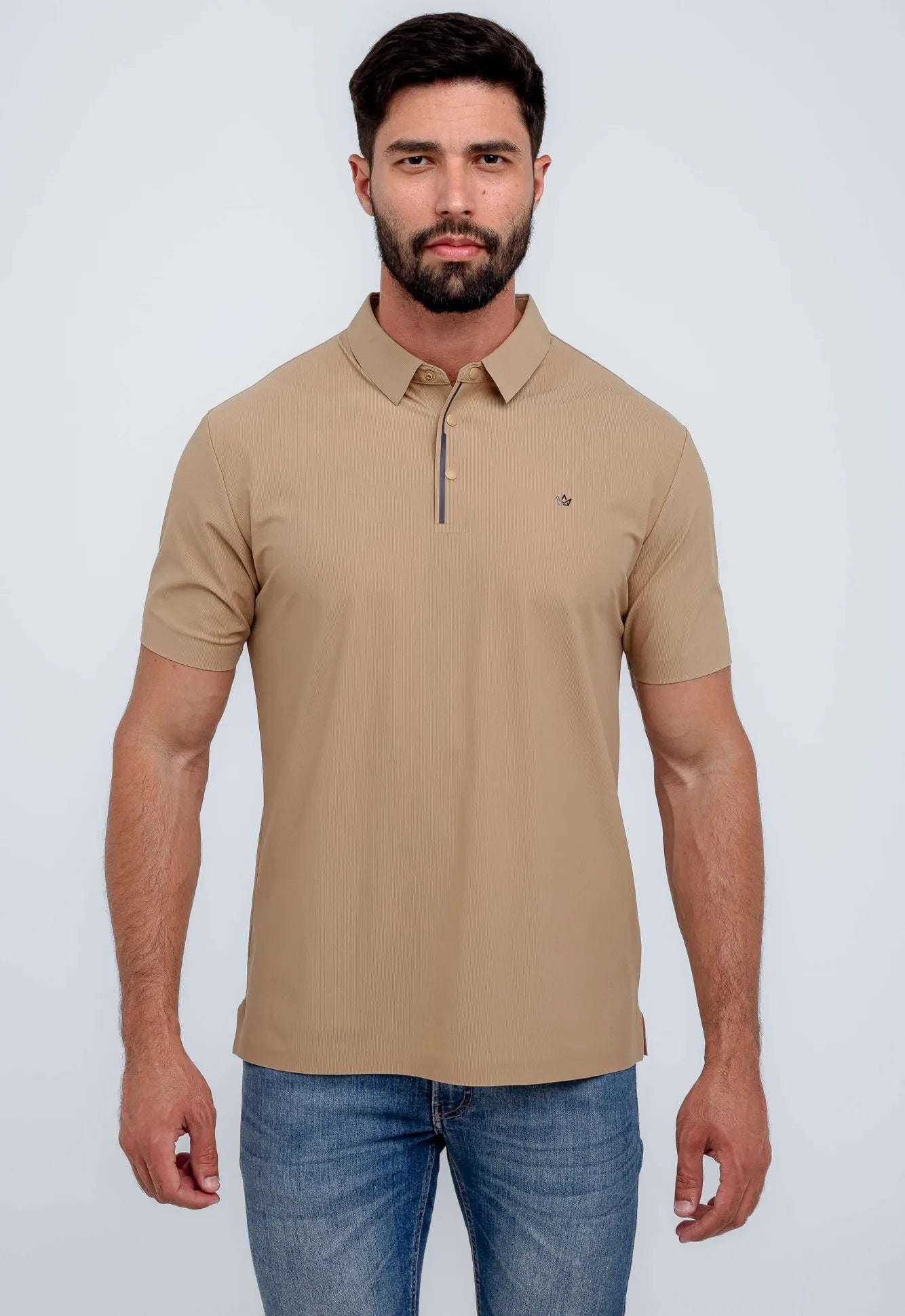 Polo Masculina Dom Henrico Poliamida Friso Central - Henri Store
