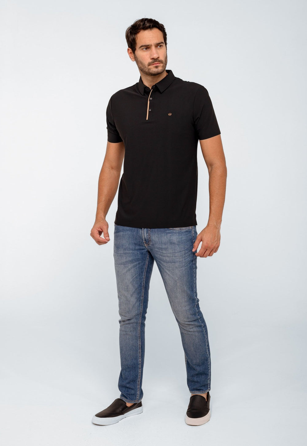 Polo Masculina Dom Henrico Poliamida Friso Central - Henri Store