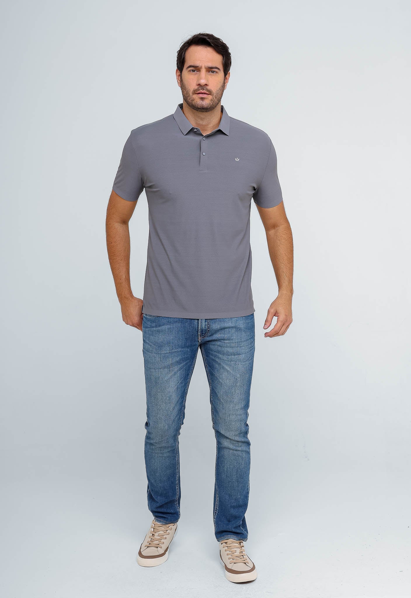 Polo Masculina Dom Henrico Poliamida Logo Peito - Henri Store