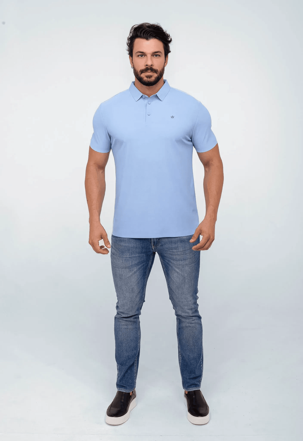 Polo Masculina Dom Henrico Poliamida Logo Peito - Henri Store