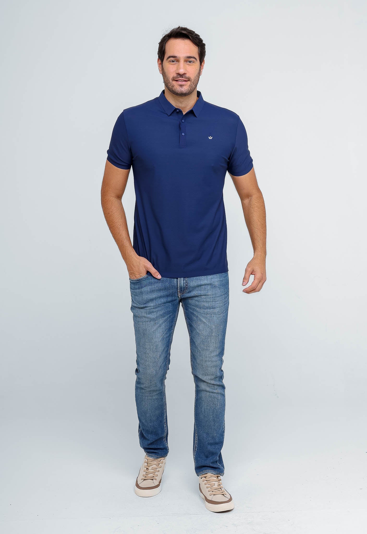 Polo Masculina Dom Henrico Poliamida Logo Peito - Henri Store
