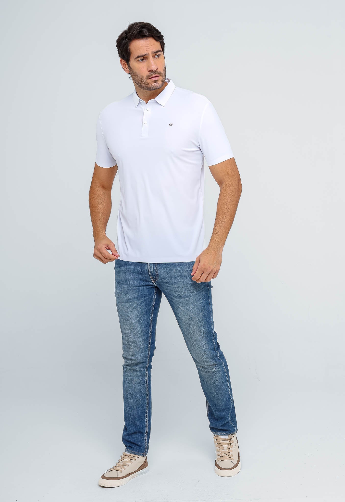 Polo Masculina Dom Henrico Poliamida Logo Peito - Henri Store