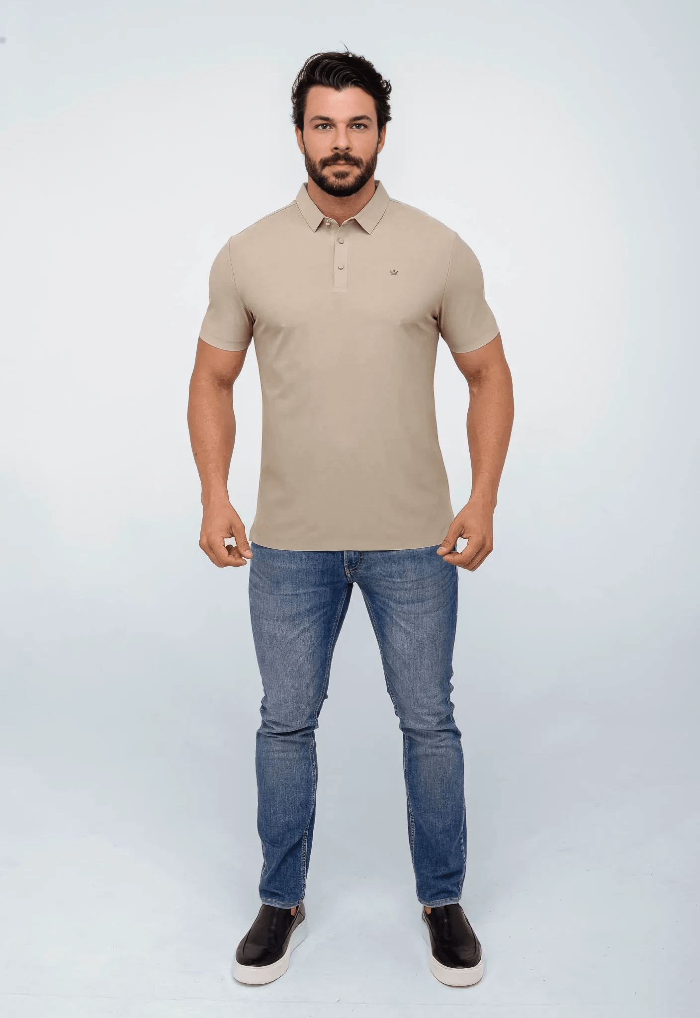 Polo Masculina Dom Henrico Poliamida Logo Peito - Henri Store
