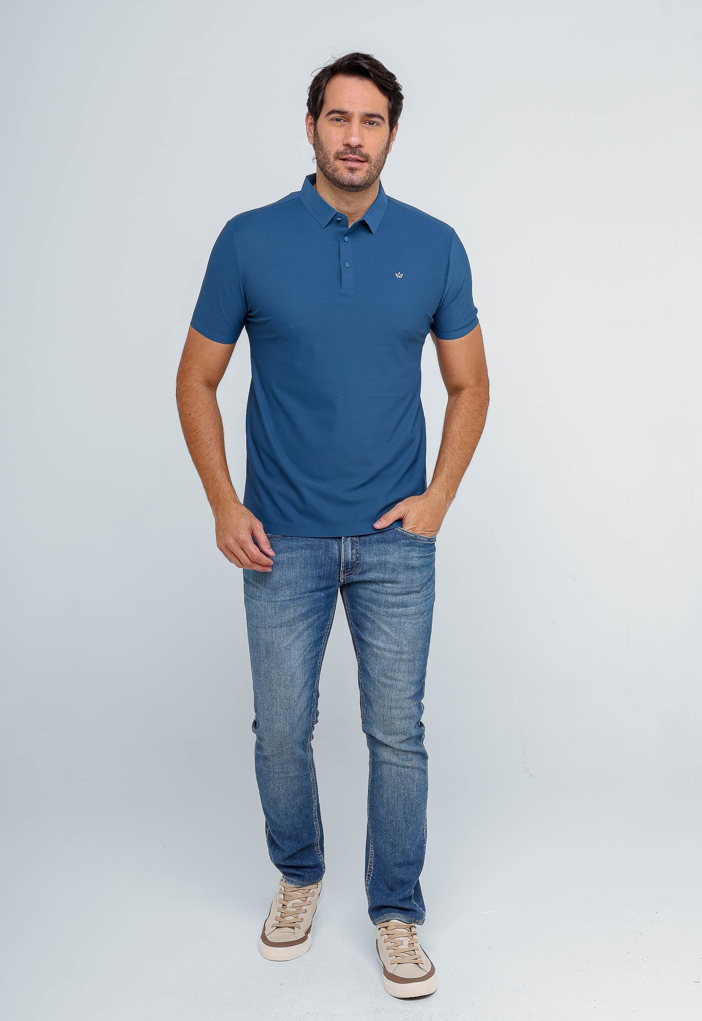 Polo Masculina Dom Henrico Poliamida Logo Peito - Henri Store
