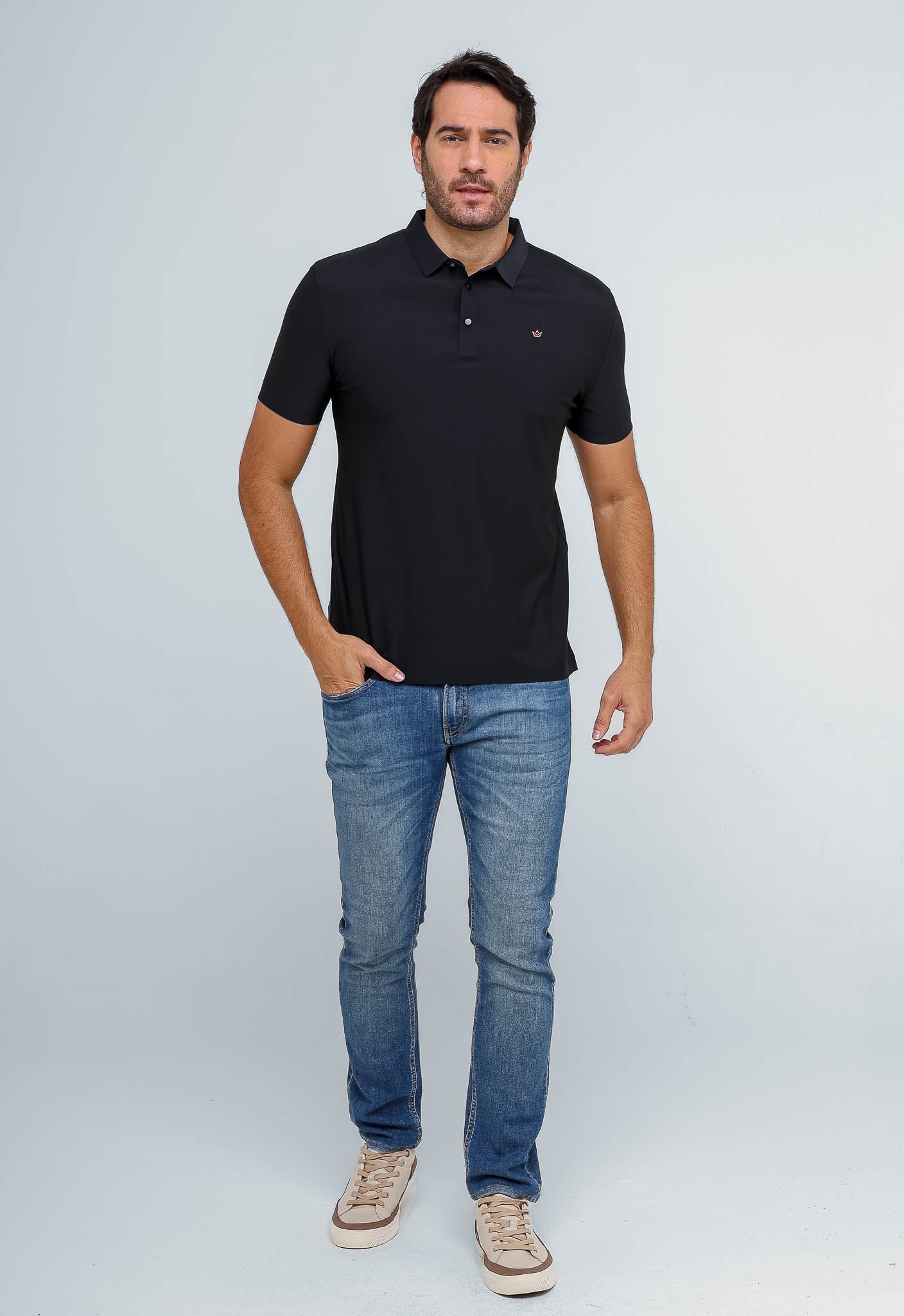 Polo Masculina Dom Henrico Poliamida Logo Peito - Henri Store