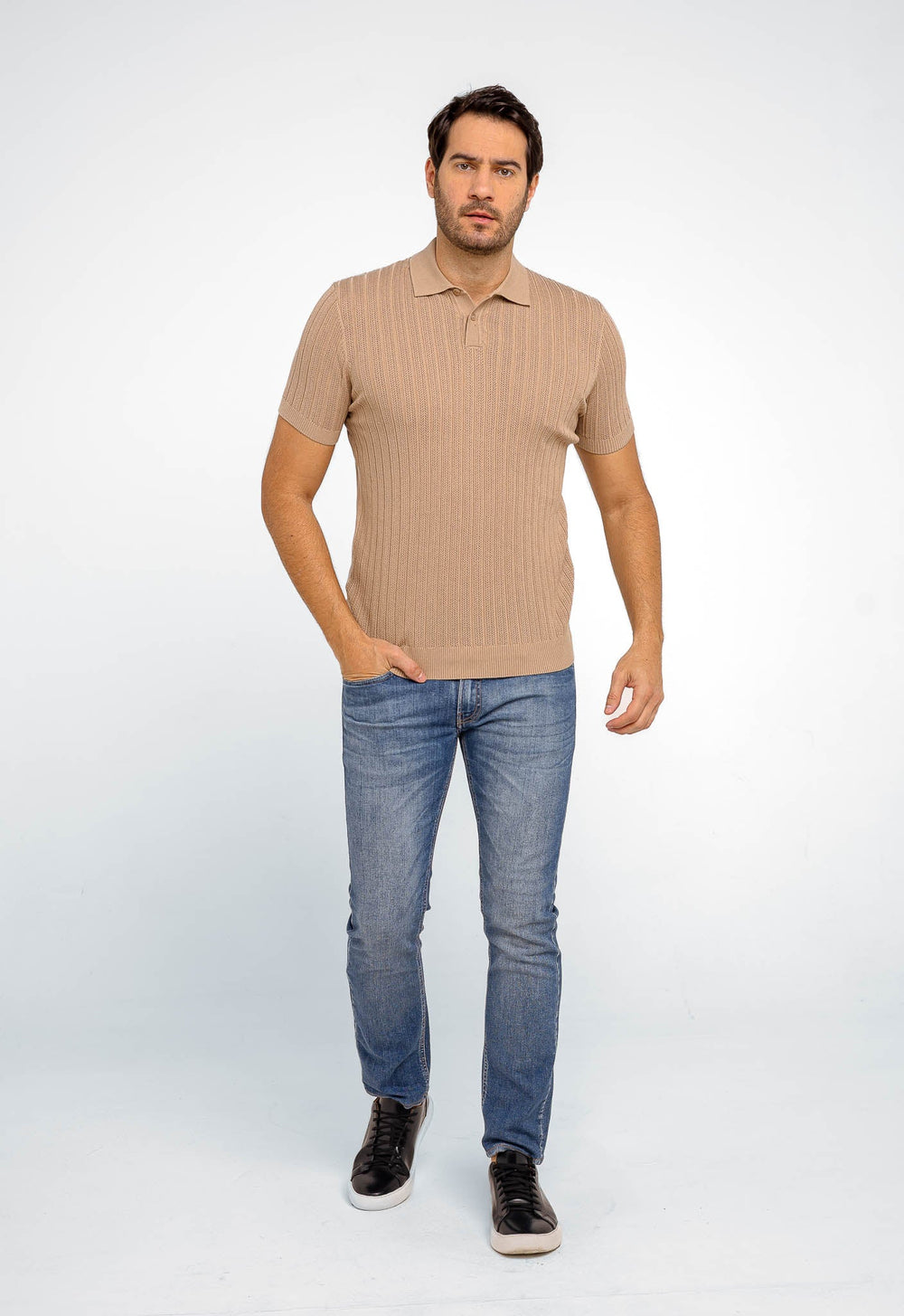 Polo Masculina Dom Henrico Texturizada Com Botão - Henri Store