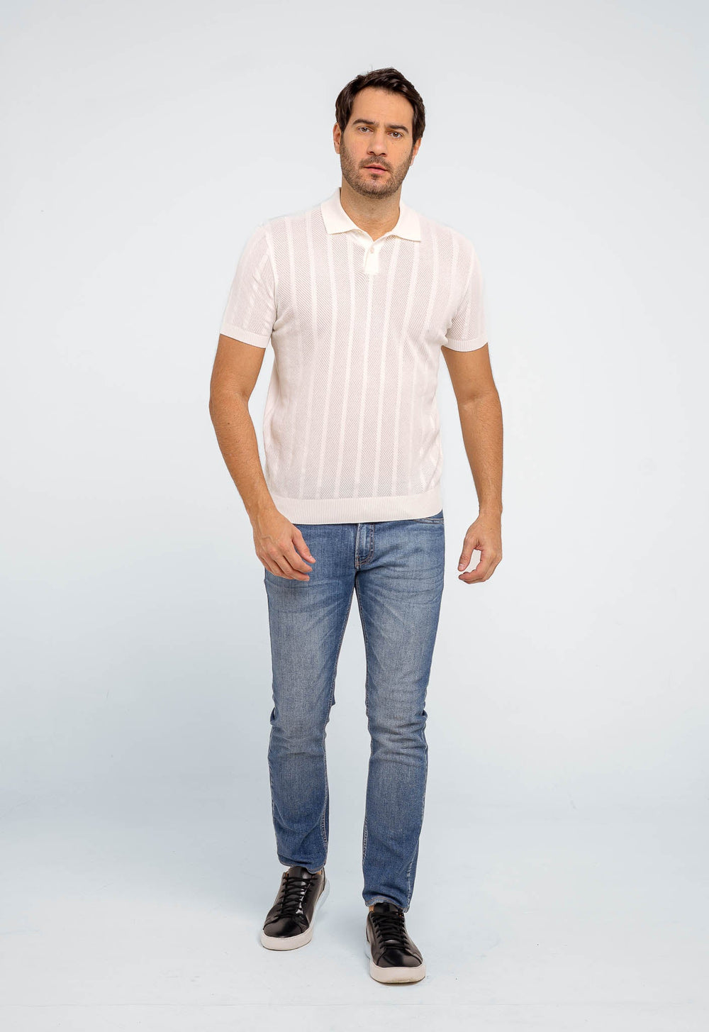 Polo Masculina Dom Henrico Texturizada Com Botão - Henri Store