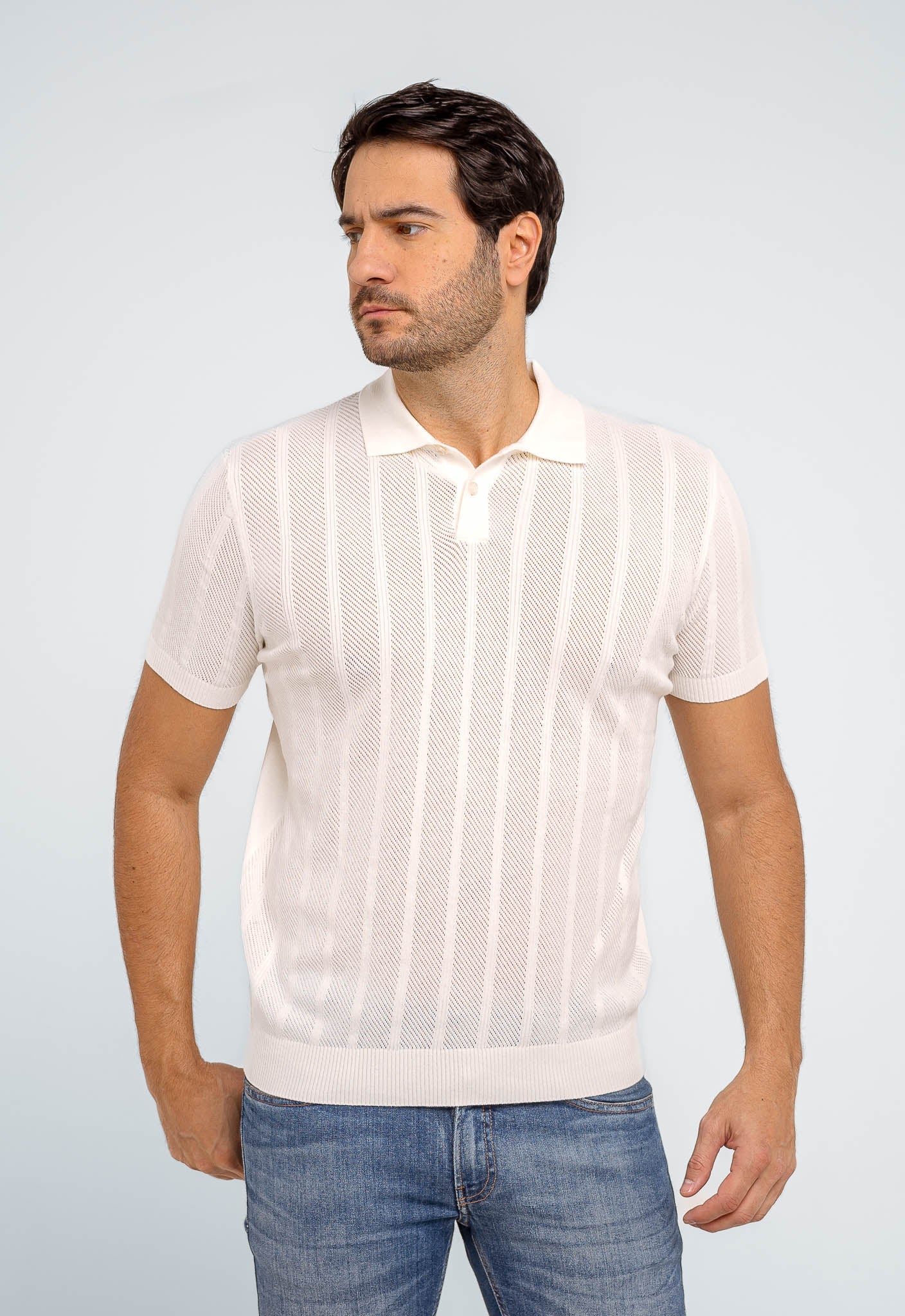 Polo Masculina Dom Henrico Texturizada Com Botão - Henri Store